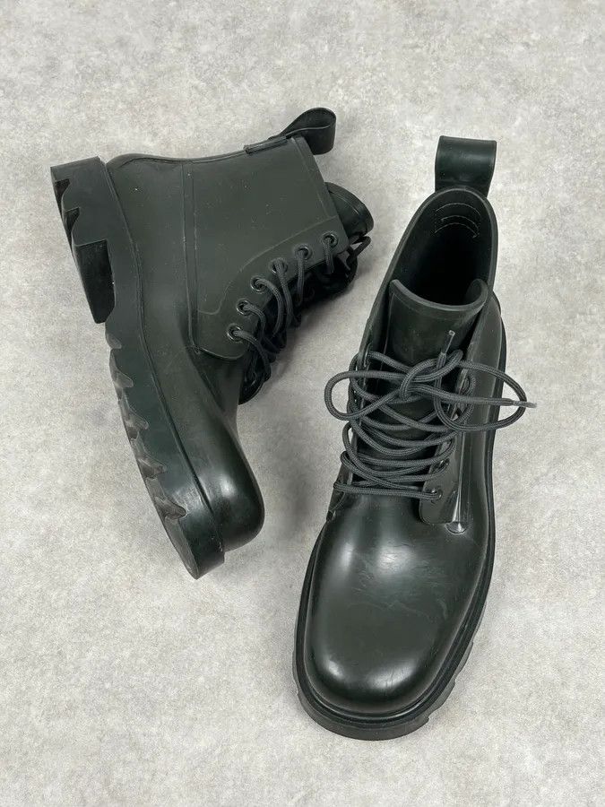 Bottega Veneta Bottega Veneta Dark Green Leather Rubber Lace-Up Boots Size US 11 / EU 44 - 7 Thumbnail