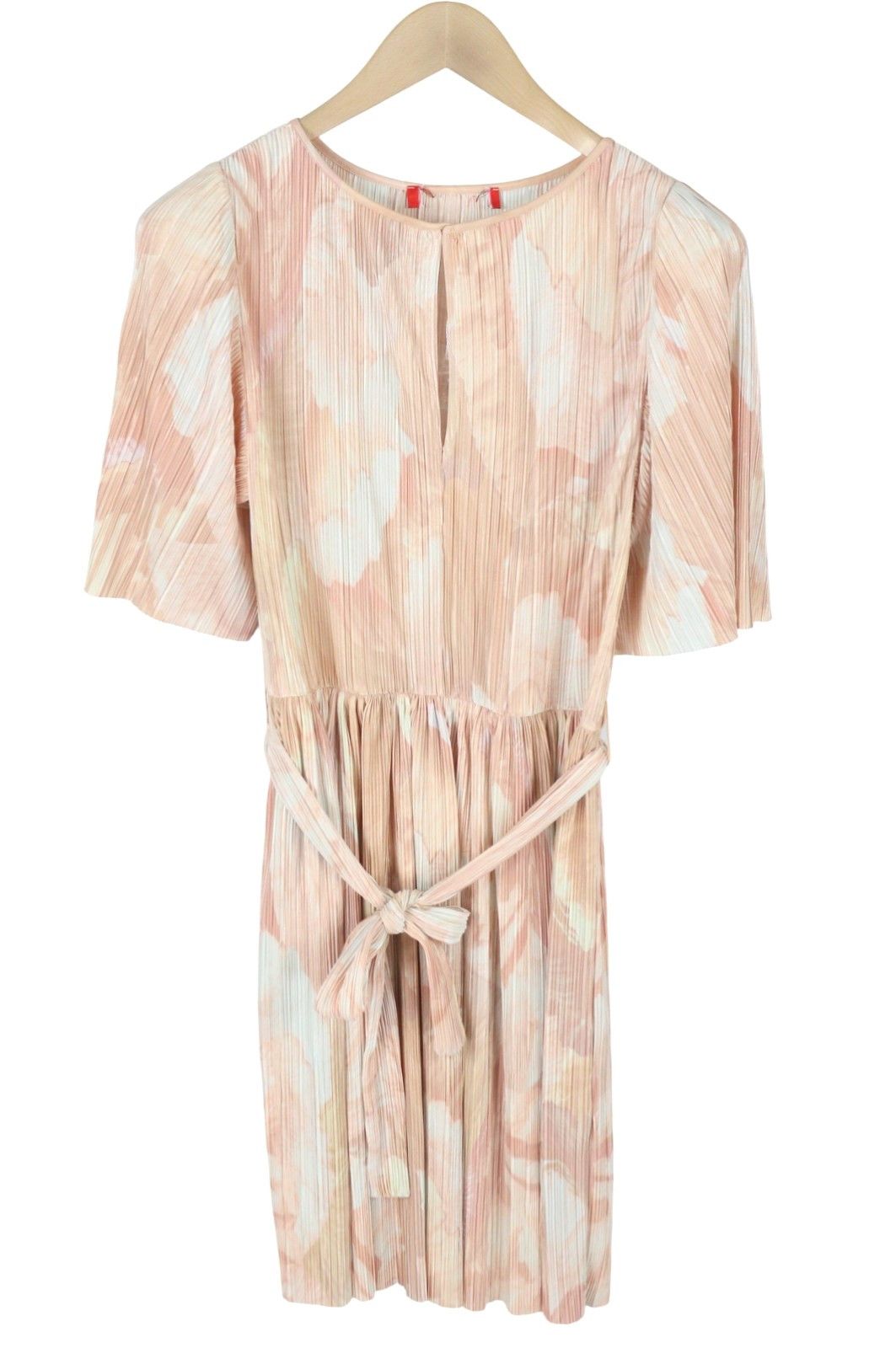 MAX&Co. M Light Pink Textured Belted Short Sleeve Dress 88796 Size M / US 6-8 / IT 42-44 - 2 Thumbnail