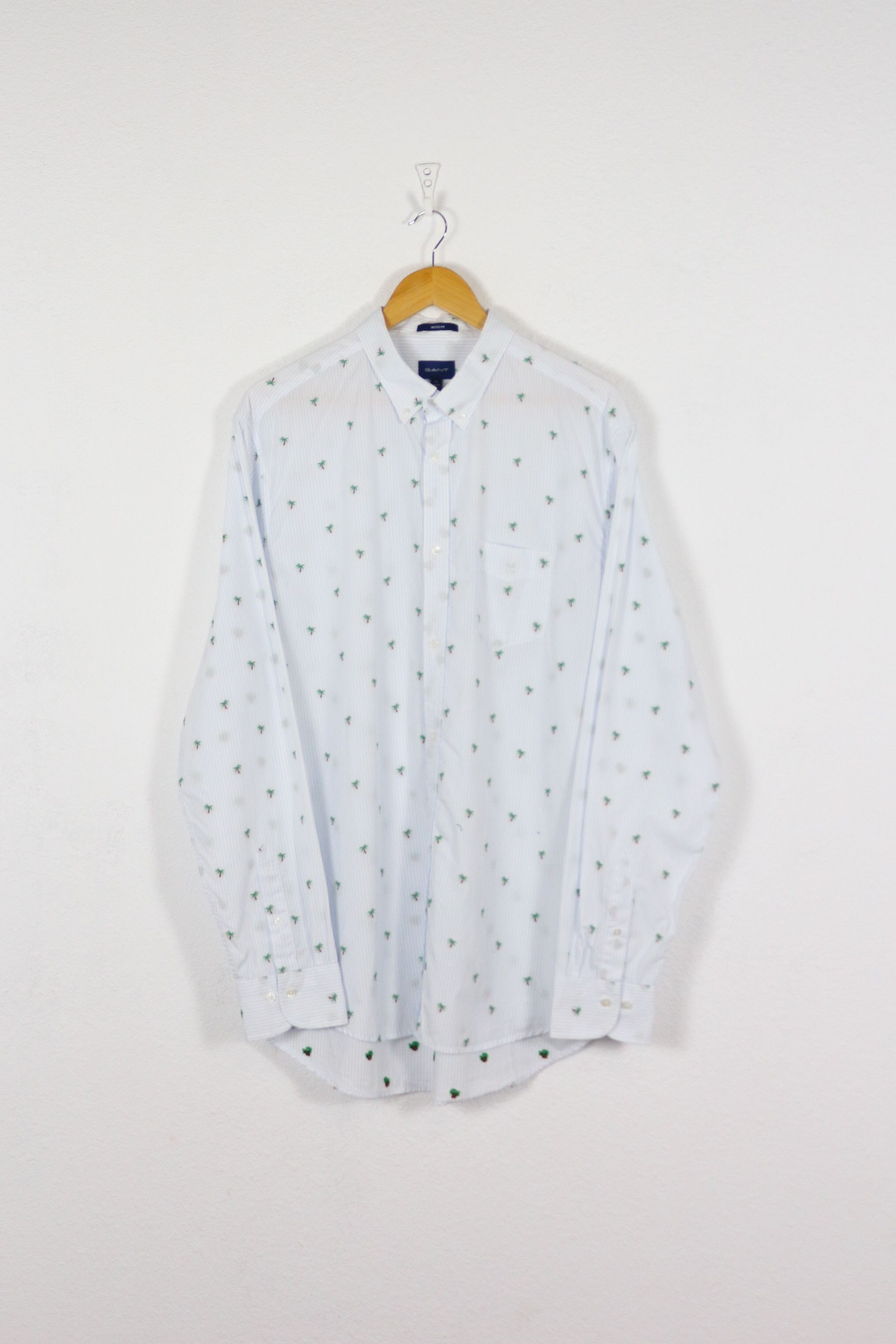Gant × Vintage Gant Palm Tree Printed Striped Oxford Shirt Preppy NZ Size US XL / EU 56 / 4 - 1 Thumbnail