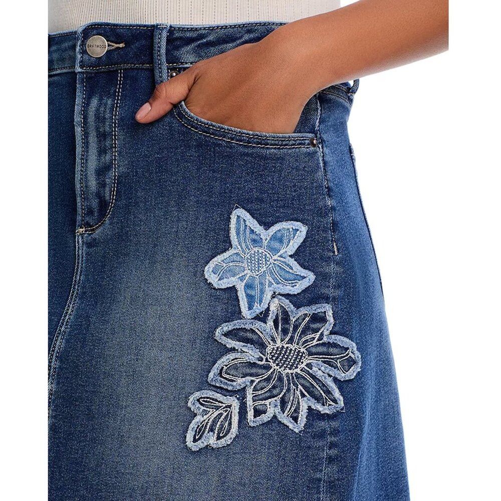 Other NWT New $148 Driftwood Embroidered Denim Mini Skirt Size 26 Size 26" / US 2 / IT 38 - 2 Thumbnail