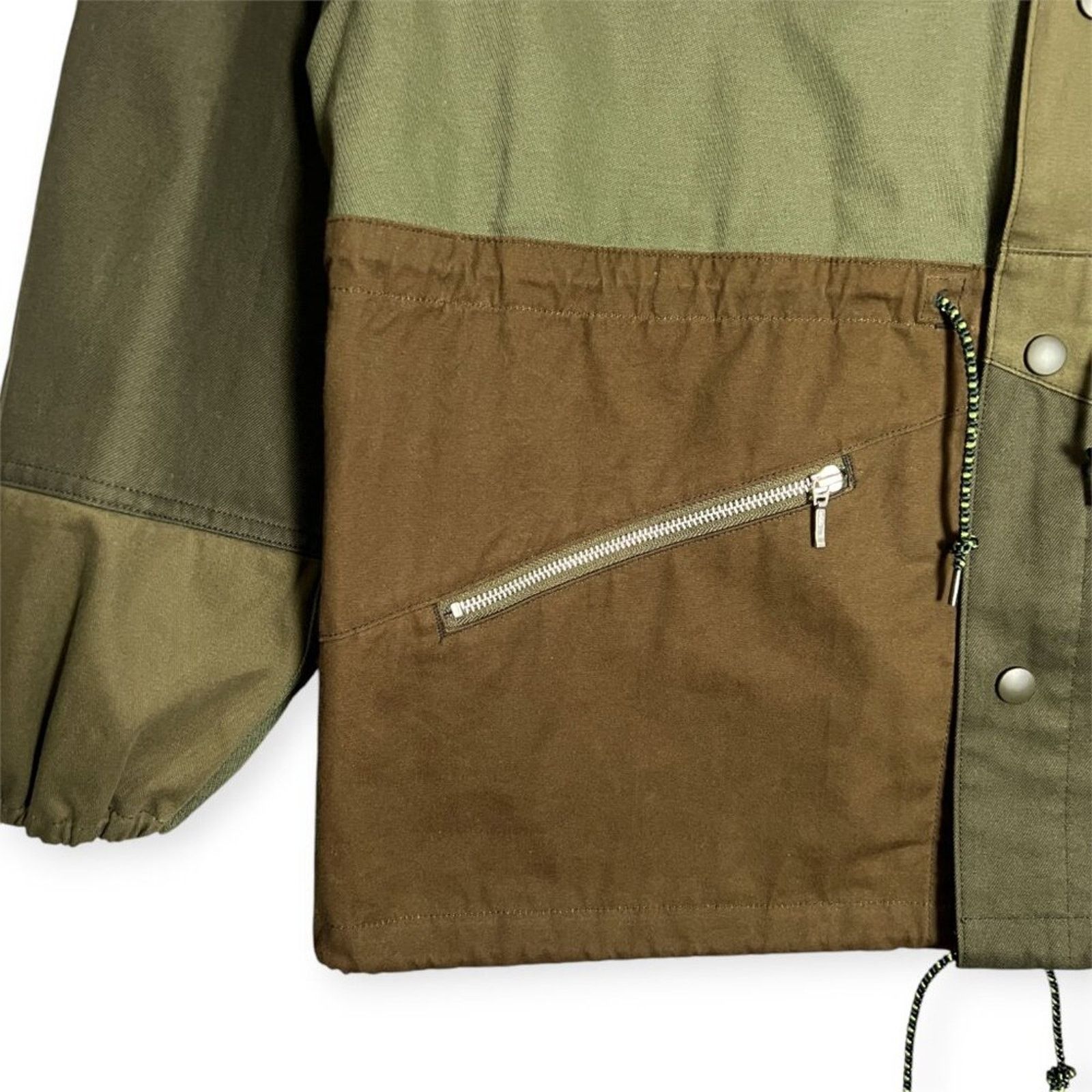 KUON KUON Japan Patchwork Hooded Zip Jacket L Olive Oversized NWT Size US L / EU 52-54 / 3 - 10 Thumbnail
