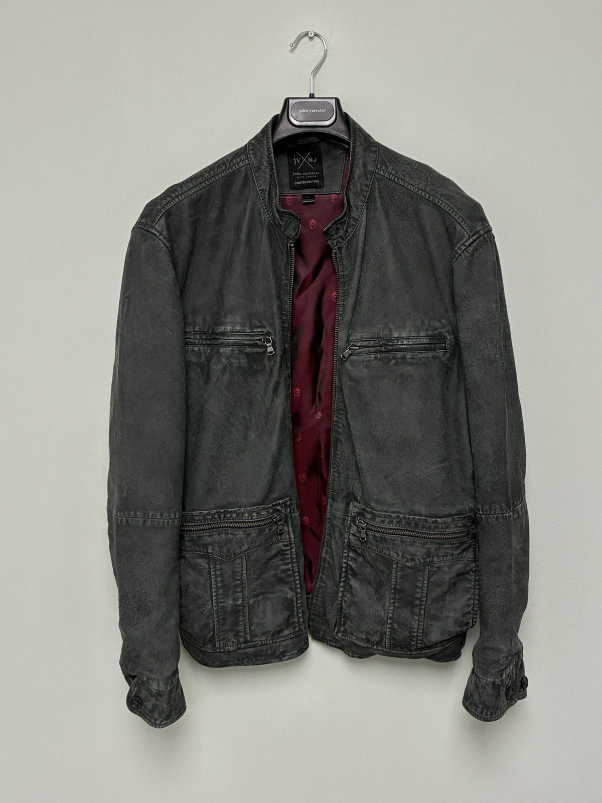 John Varvatos Nick Jonas Distressed Leather Racer Jacket Large Size US L / EU 52-54 / 3 - 10 Thumbnail
