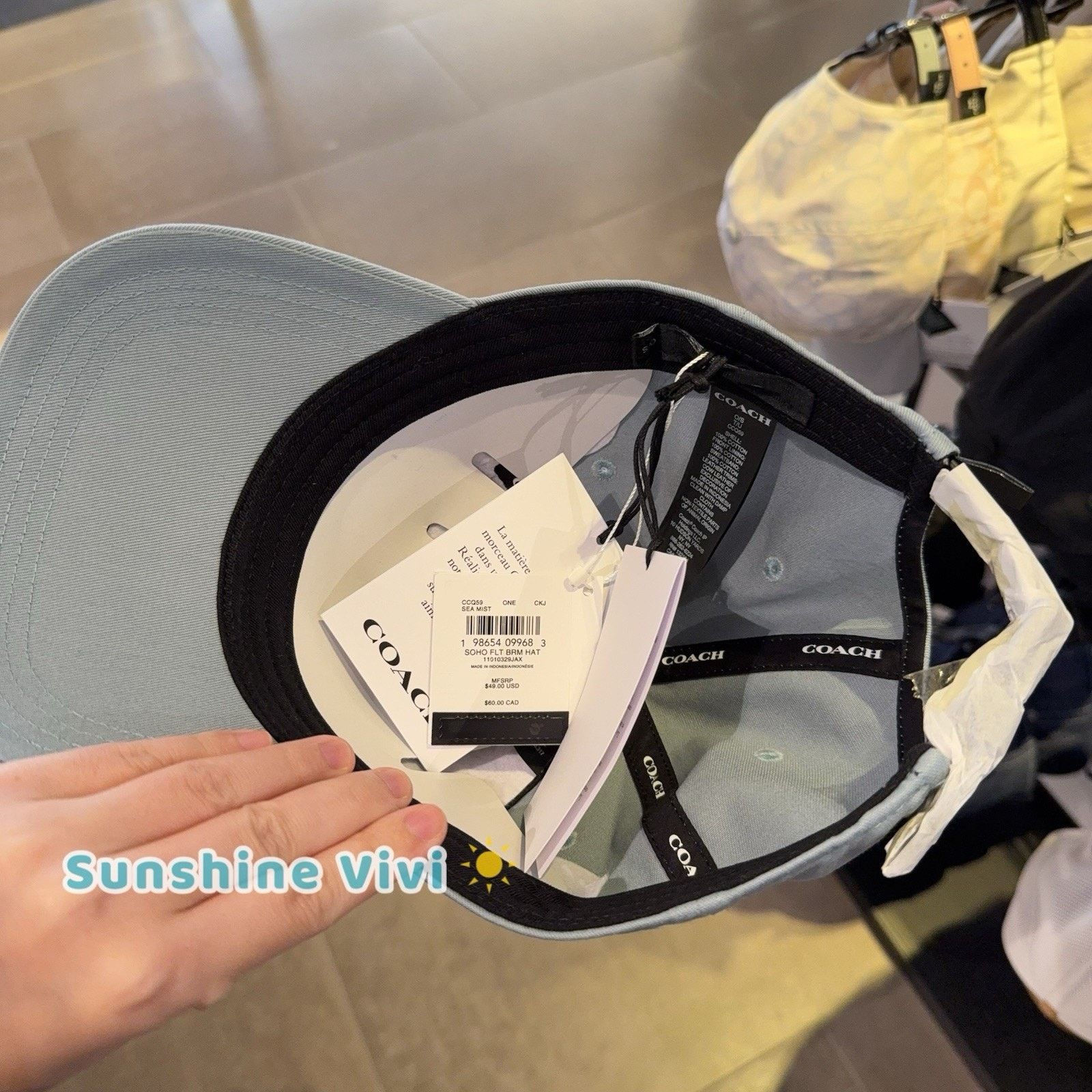 Coach NWT Coach Unisex Soho Flat Brim Baseball Hat Sea Mist CCQ59 Size ONE SIZE - 3 Thumbnail