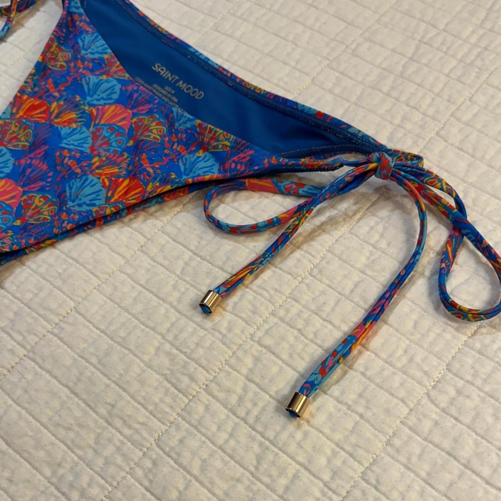 Other Saint Mood Bikini Medium Blue Floral Bikini Bottom Size ONE SIZE - 3 Thumbnail