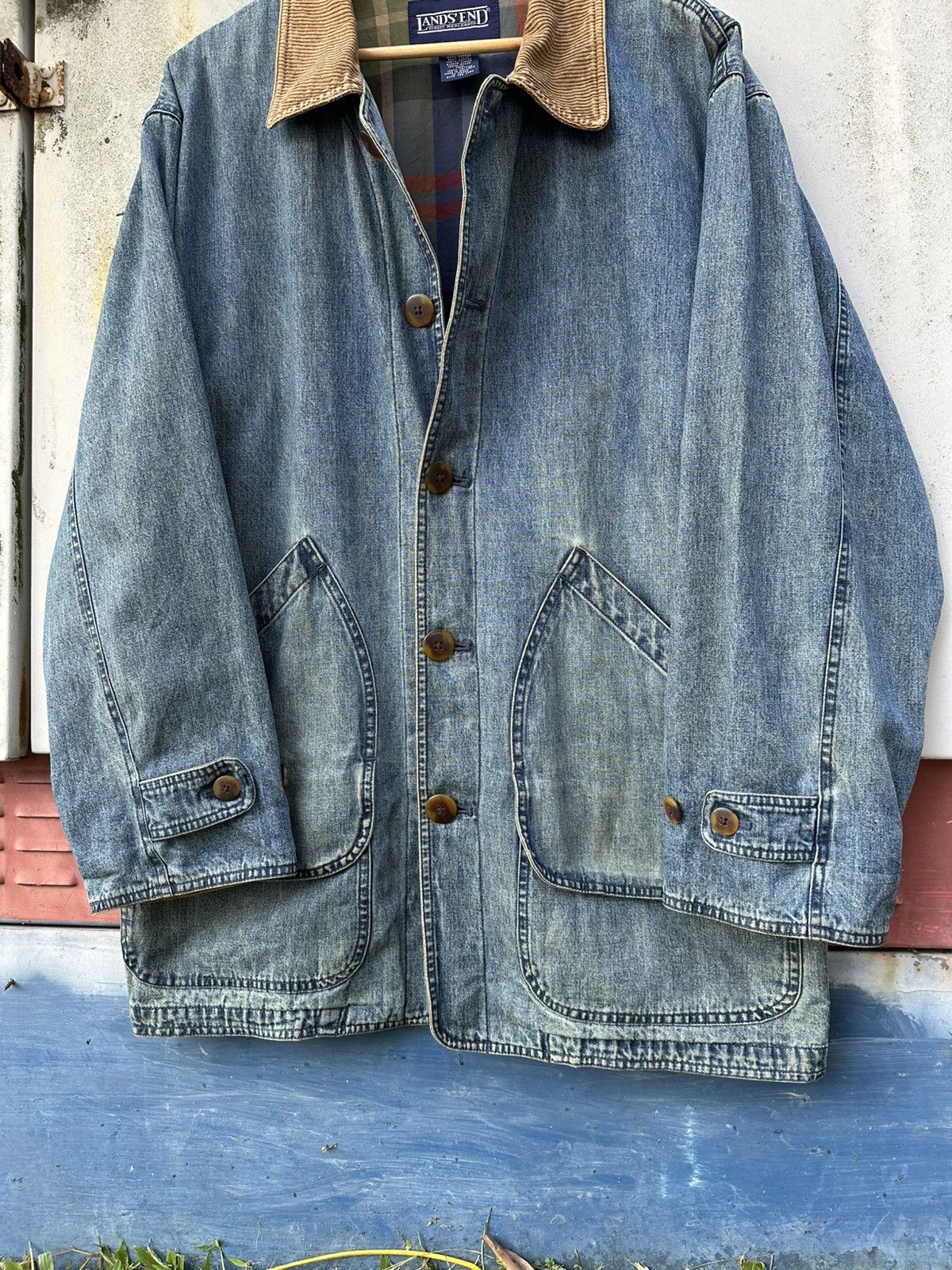 Vintage 👹Vintage Land’s End Chore Denim Jacket Size US XL / EU 56 / 4 - 9 Thumbnail