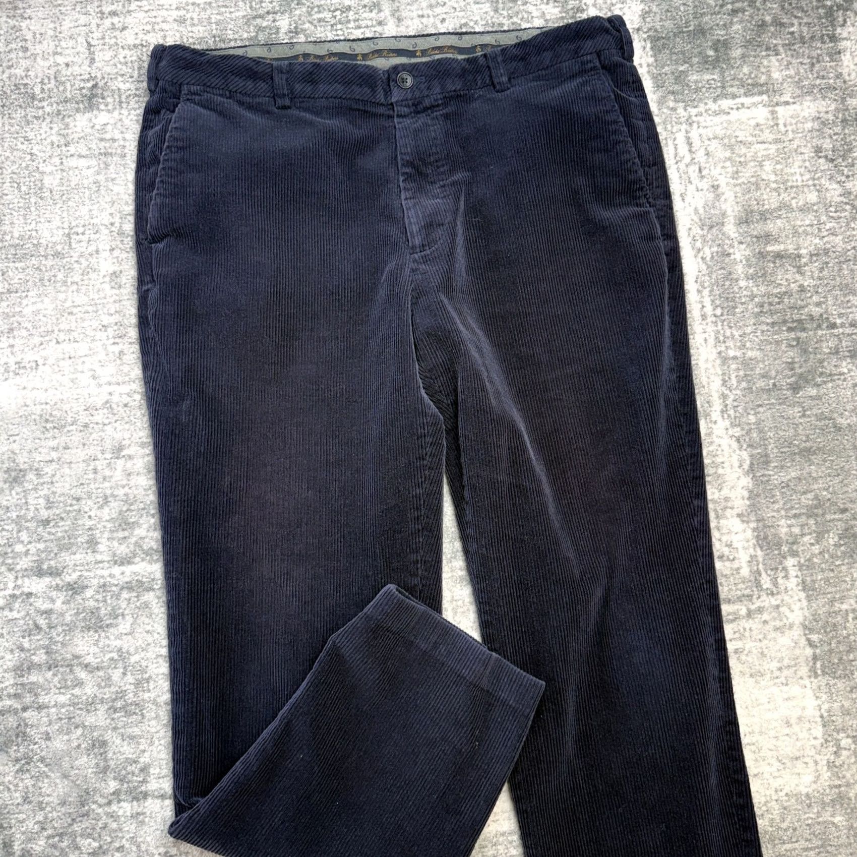 Brooks Brothers Brooks Brothers Corduroy Pants Mens 40x32 Navy Clark Fit Wide Wale Trouser Pants Mens Regular Inseam 30in Cotton Spandex Blue Classic Chino Styling Size US 40 / EU 56 - 2 Thumbnail