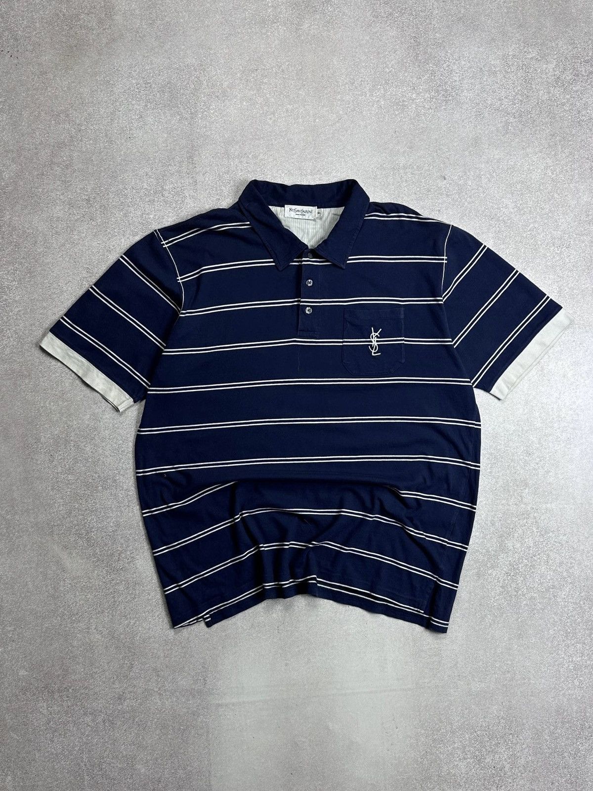 Yves Saint Laurent Vintage YSL Yves Saint Laurent Striped Polo Shirt XXL Size US XXL / EU 58 / 5 - 1 Thumbnail