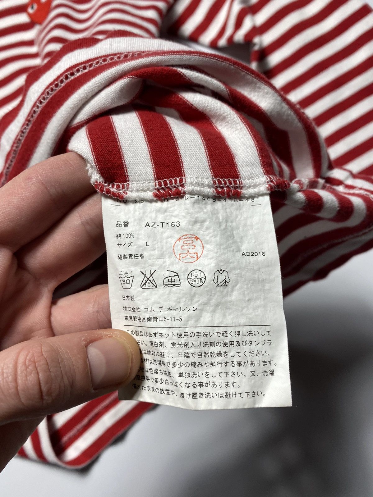Comme des Garcons × Comme des Garcons PLAY × Japanese Brand Comme Des Garçons Play Striped Logo Long Sleeve Shirt Size L / US 10 / IT 46 - 8 Thumbnail