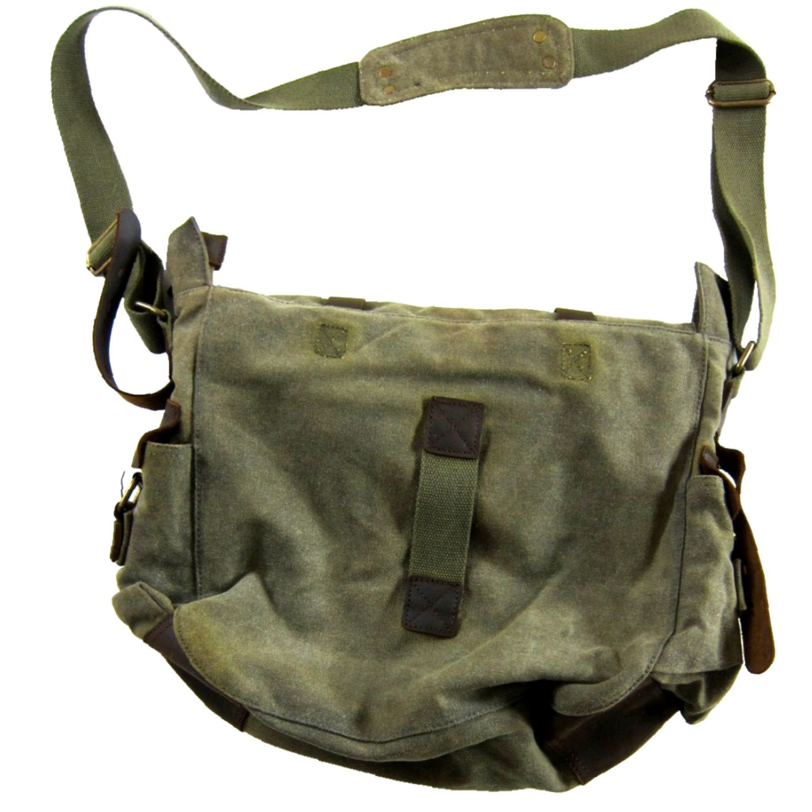Vintage Kattee Canvas Leather Trim Zippered Camera Messenger Shoulder Bag Green Brown Size ONE SIZE - 7 Thumbnail