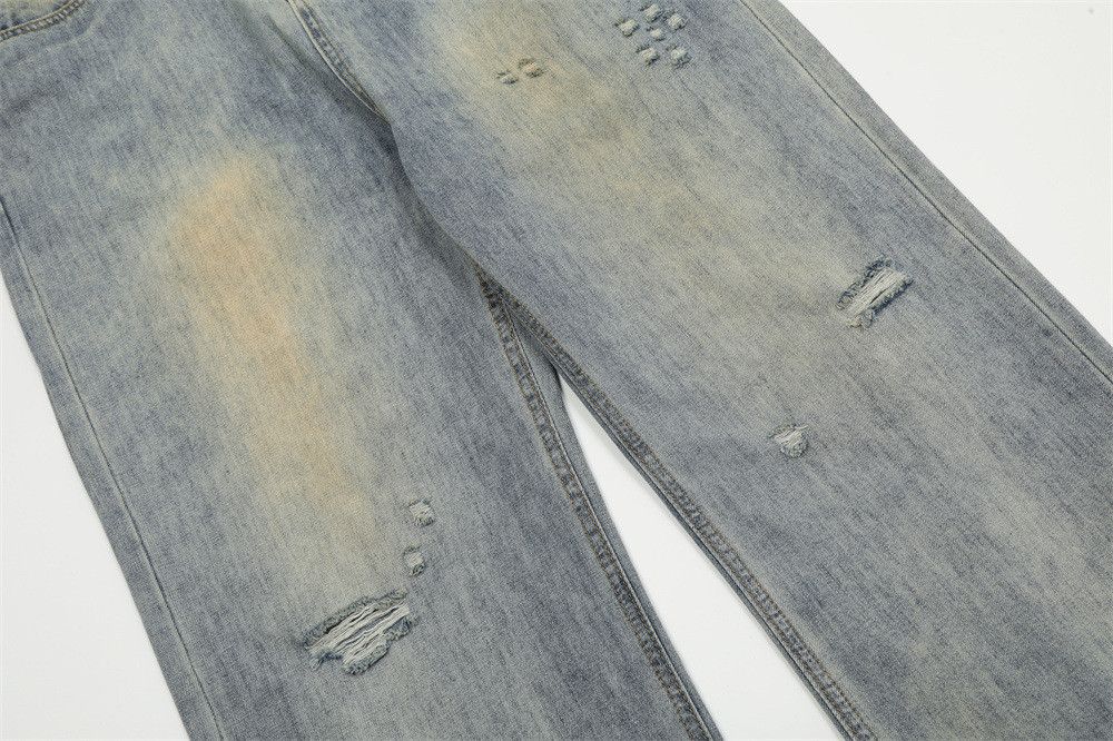 Japanese Brand × Jean Distressed men's punk ripped straight-leg raw-edge jeans Size US 32 / EU 48 - 5 Thumbnail