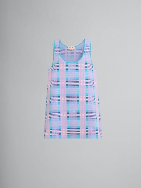 Marni oc11z0525 Checked Techno A-Line Dress in Blue Size S / US 4 / IT 40 - 1 Thumbnail