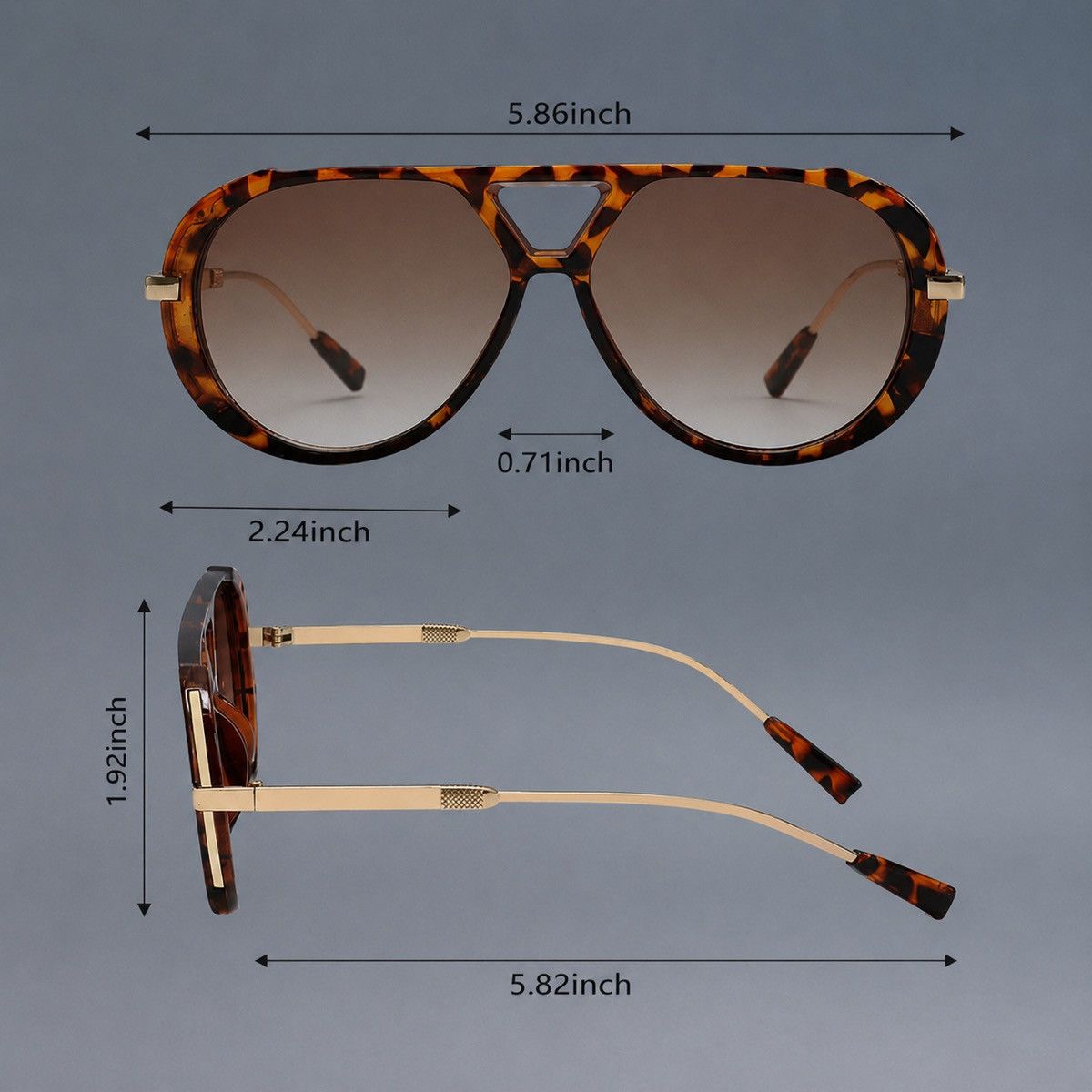 Other Oversized Tortoise Brown Gradient Sunglasses Women Large Size ONE SIZE - 4 Thumbnail