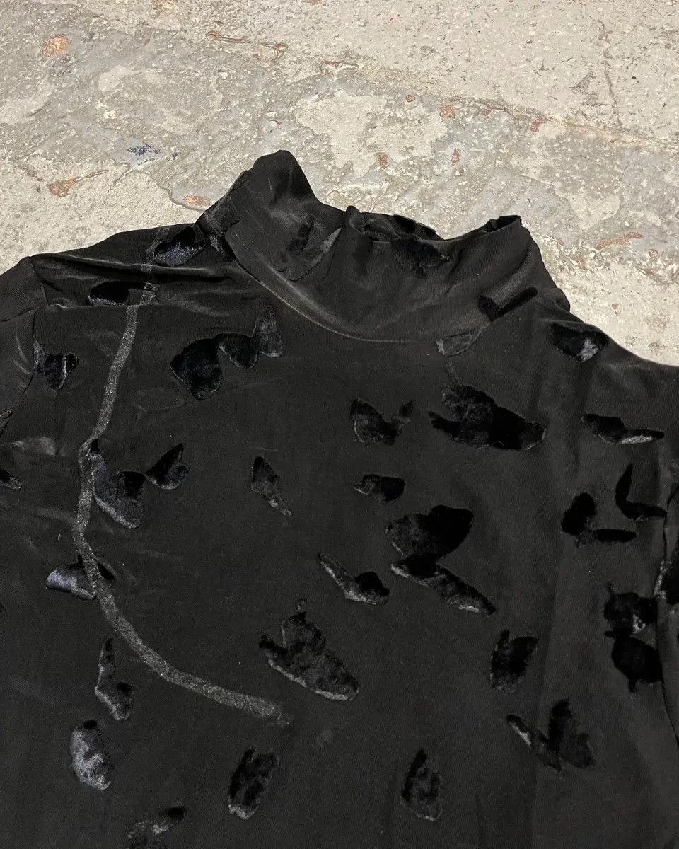 Saint Laurent Paris FW2023 Saint Laurent Velvet Butterfly Motifs Black Transparent Turtle Neck Longsleeve Top Size S / US 4 / IT 40 - 5 Thumbnail