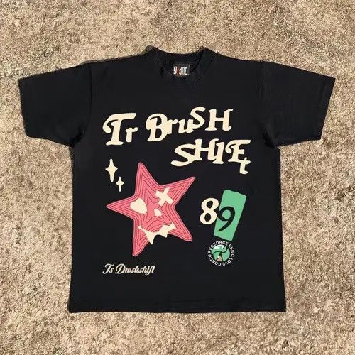 Japanese Brand × Vintage Black vintage star print cotton t-shirt Size US L / EU 52-54 / 3 - 3 Thumbnail