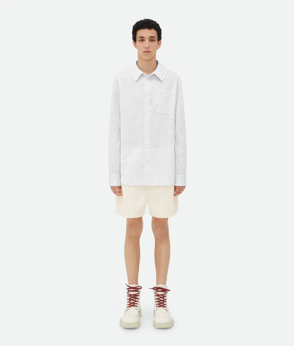 Bottega Veneta o1bcso1str1025 Crisp Cotton Silk Check Bandana Shirt White Size US L / EU 52-54 / 3 - 1 Thumbnail