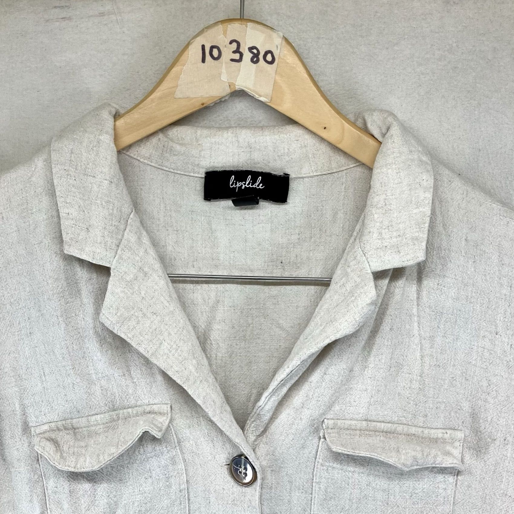 Vintage VINTAGE Retro 90s Linen Blend XL Tunic Top Beige Button Front Tie Back Long Lagenlook Size XL / US 12-14 / IT 48-50 - 5 Thumbnail