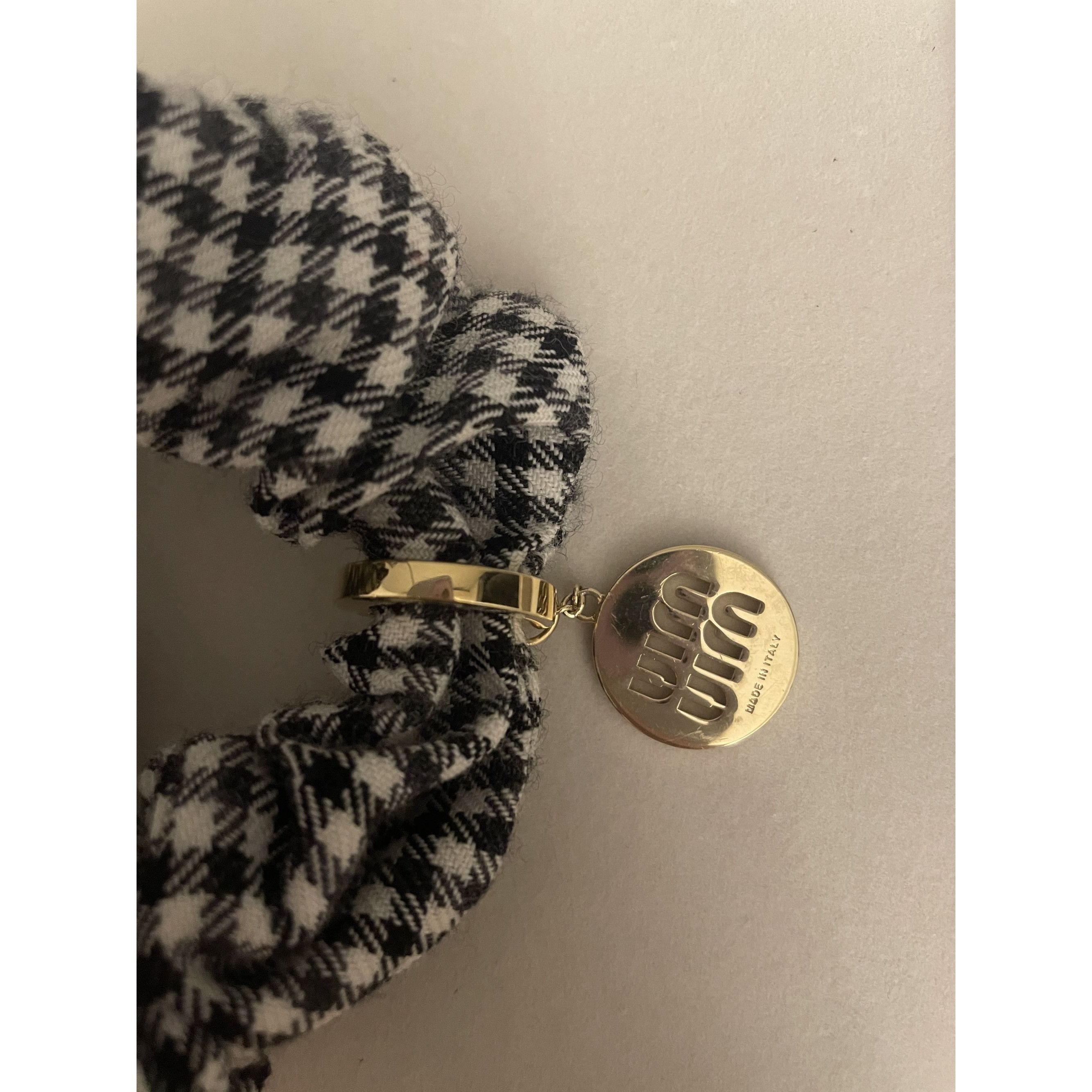 Miu Miu Miu Miu Houndstooth Scrunchie With Gold-Tone Charm Size ONE SIZE - 3 Thumbnail