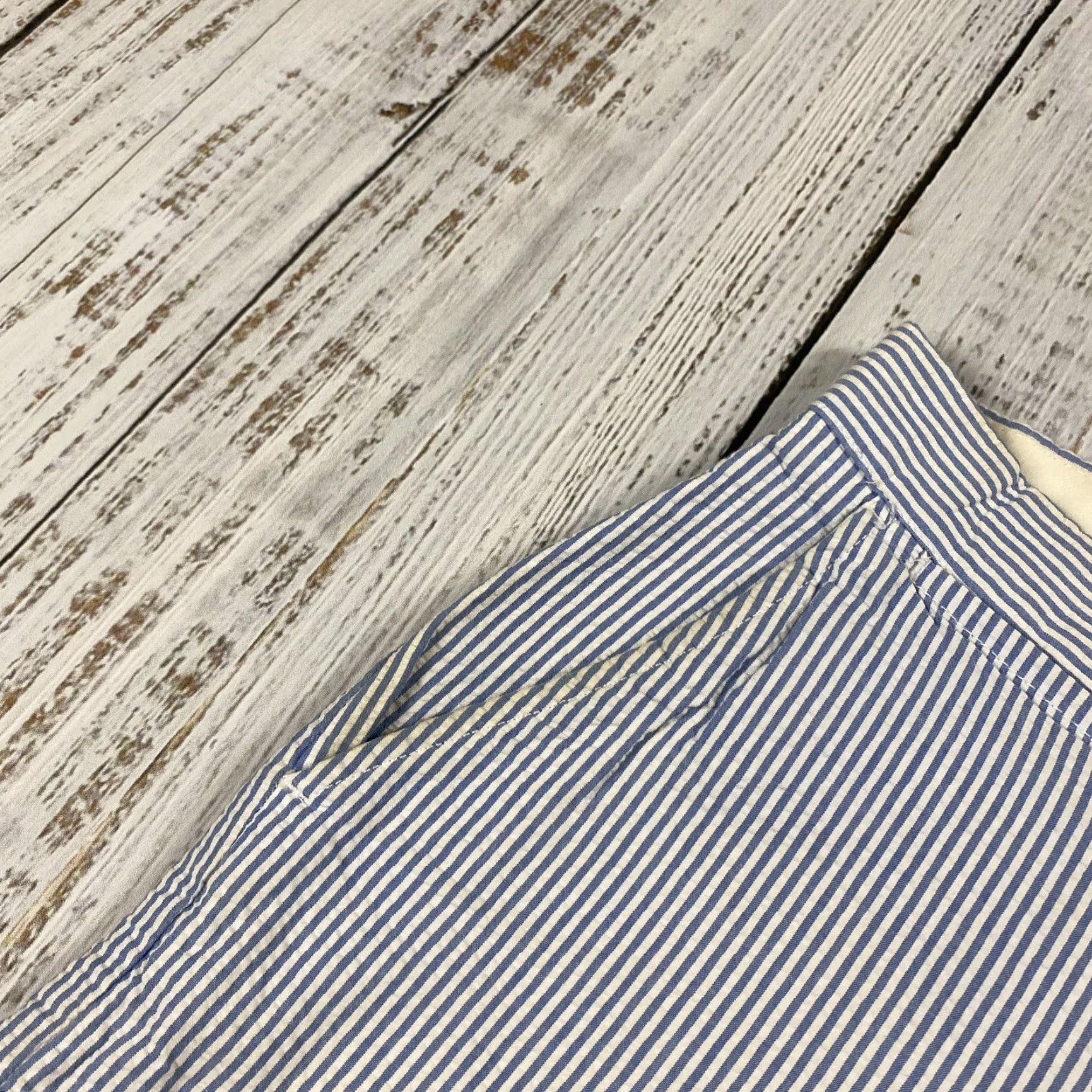 Polo Ralph Lauren VINTAGE Polo Ralph Lauren 90s Cotton Seersucker Plaid Shorts Adult 38 Blue/White Flat Front Mens Size US M / EU 48-50 / 2 - 2 Thumbnail