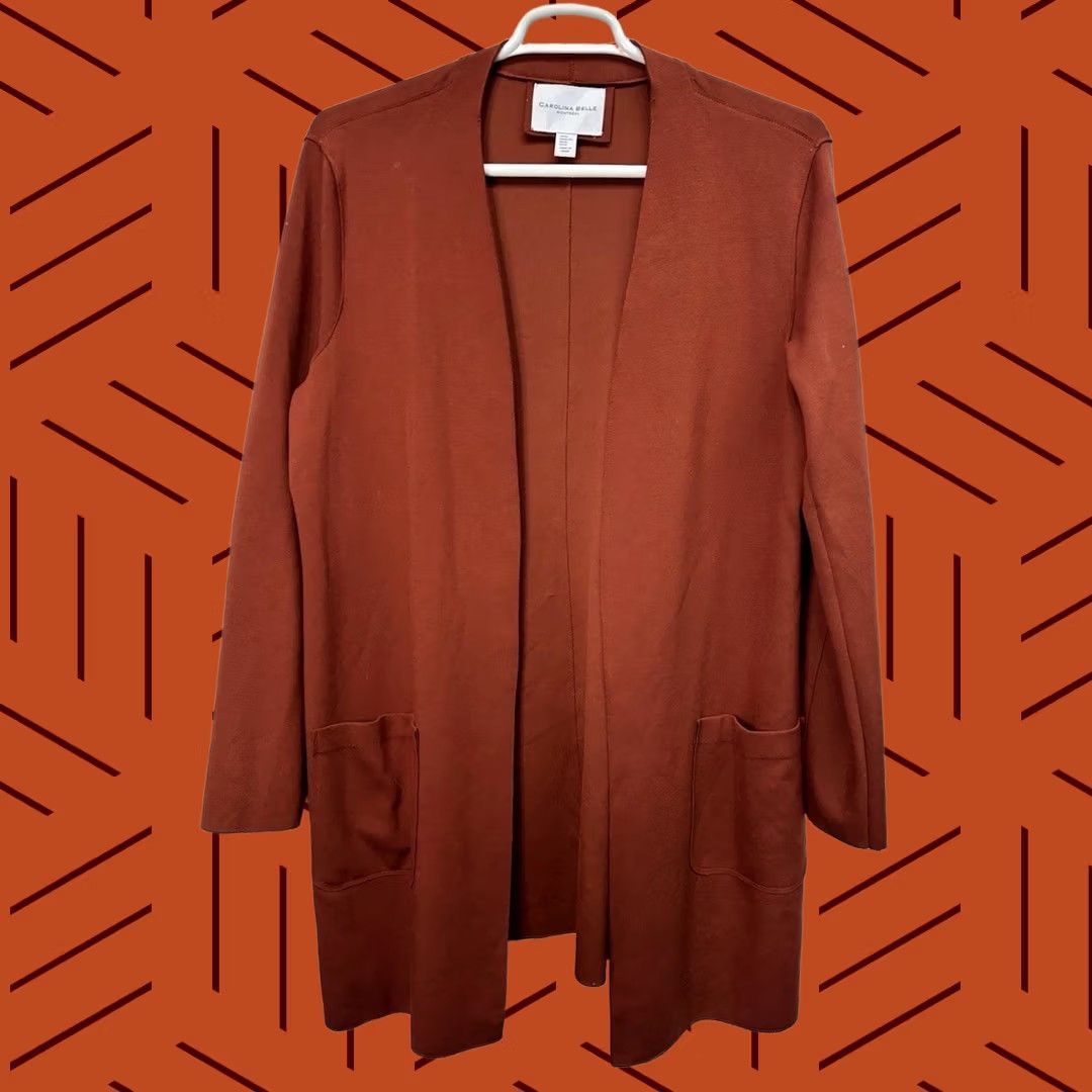 Vintage Carolina Belle Montreal Long Open Front Duster Cardigan Jacket Womens XL Red Sweater Open Belle Size XL / US 12-14 / IT 48-50 - 1 Thumbnail