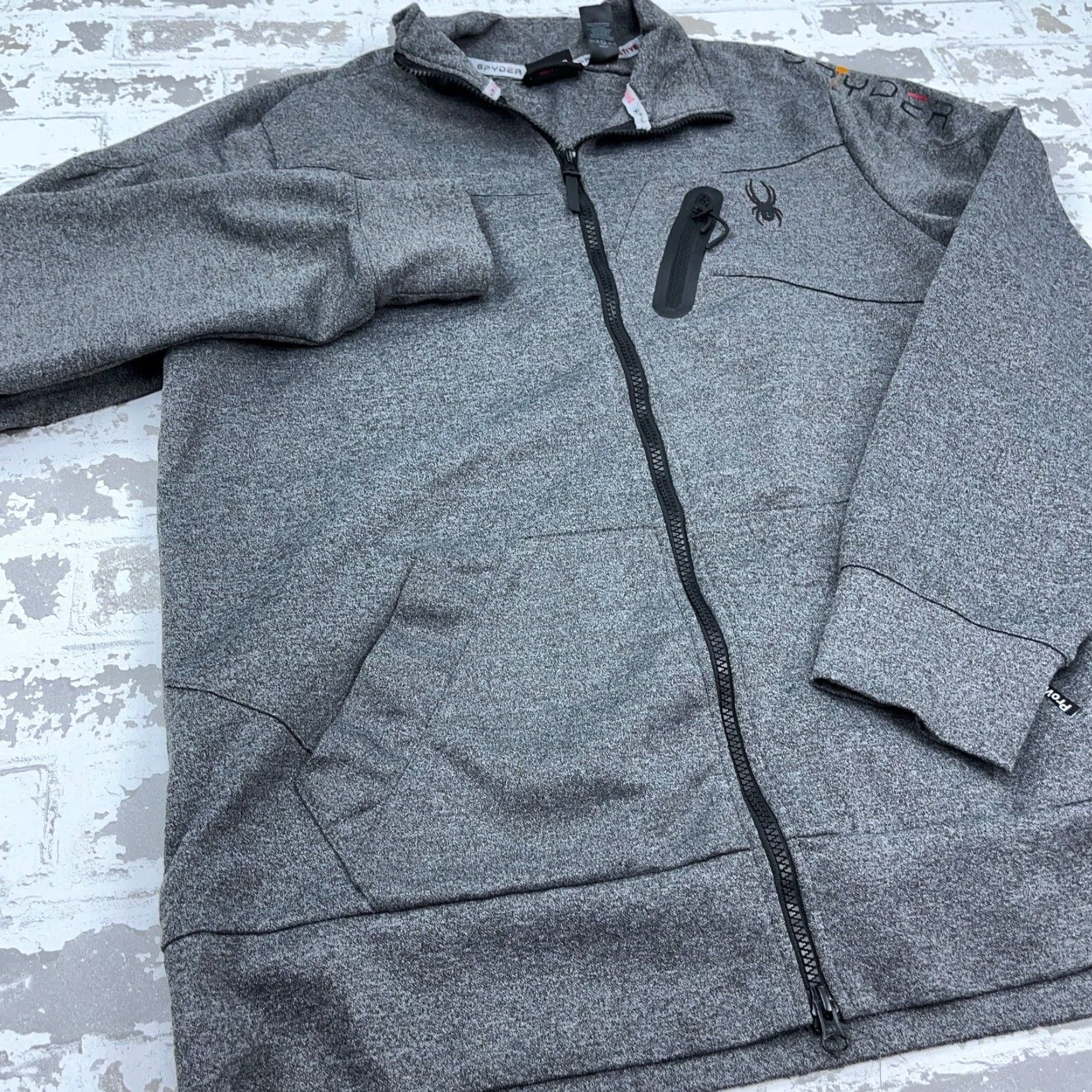 Spyder Spyder Jacket Men Large Gray Black Active Performance Hiking Outdoors Adult Jacket Size US L / EU 52-54 / 3 - 4 Thumbnail