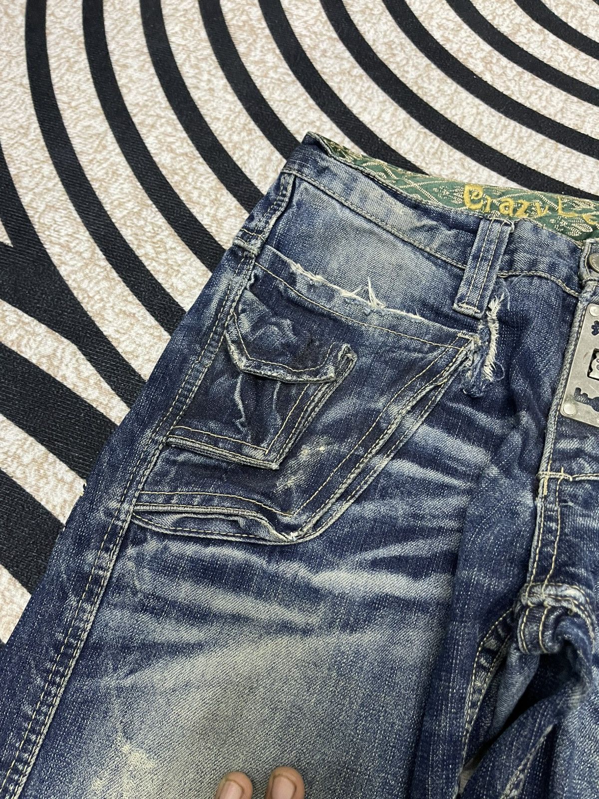 Japanese Brand 2000s CRAZY LEOPARD DENIM JEANS DISTRESSED RARE DESIGN Size US 30 / EU 46 - 10 Thumbnail