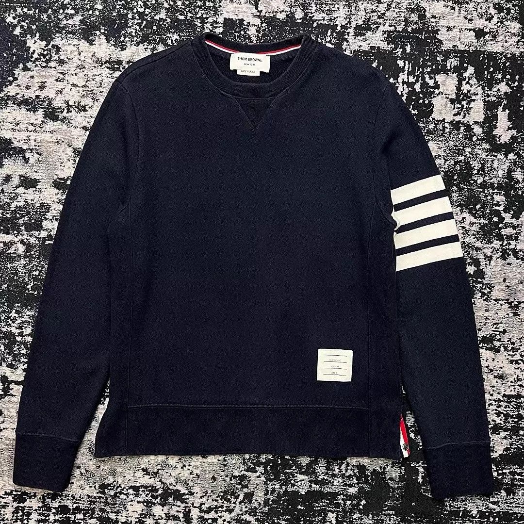 Thom Browne TB 4-stripe navy blue sweatshirt 3 Size L / US 10 / IT 46 - 1 Thumbnail