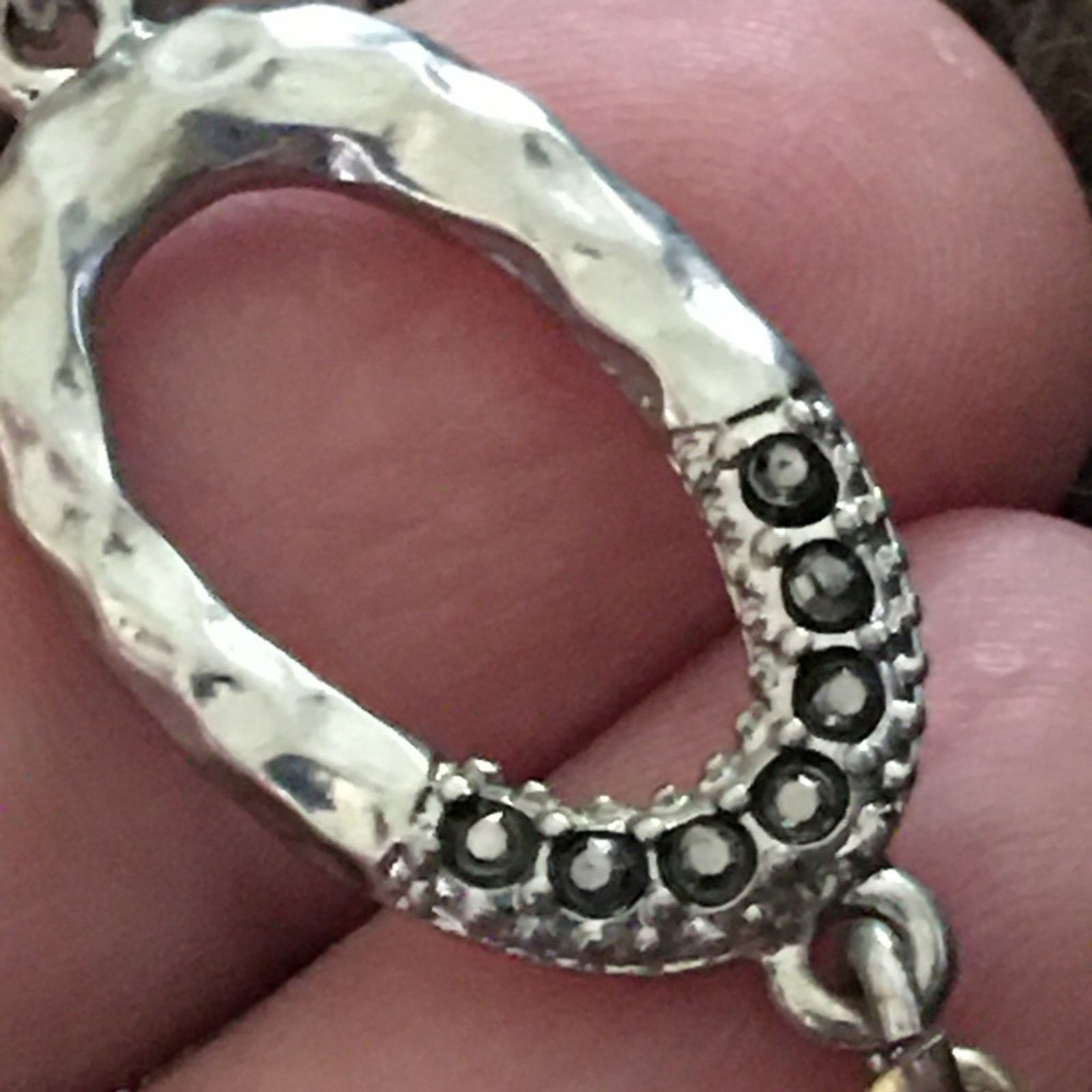Jewelry Liz Claiborne hammered marcasite disc necklace Size ONE SIZE - 7 Thumbnail