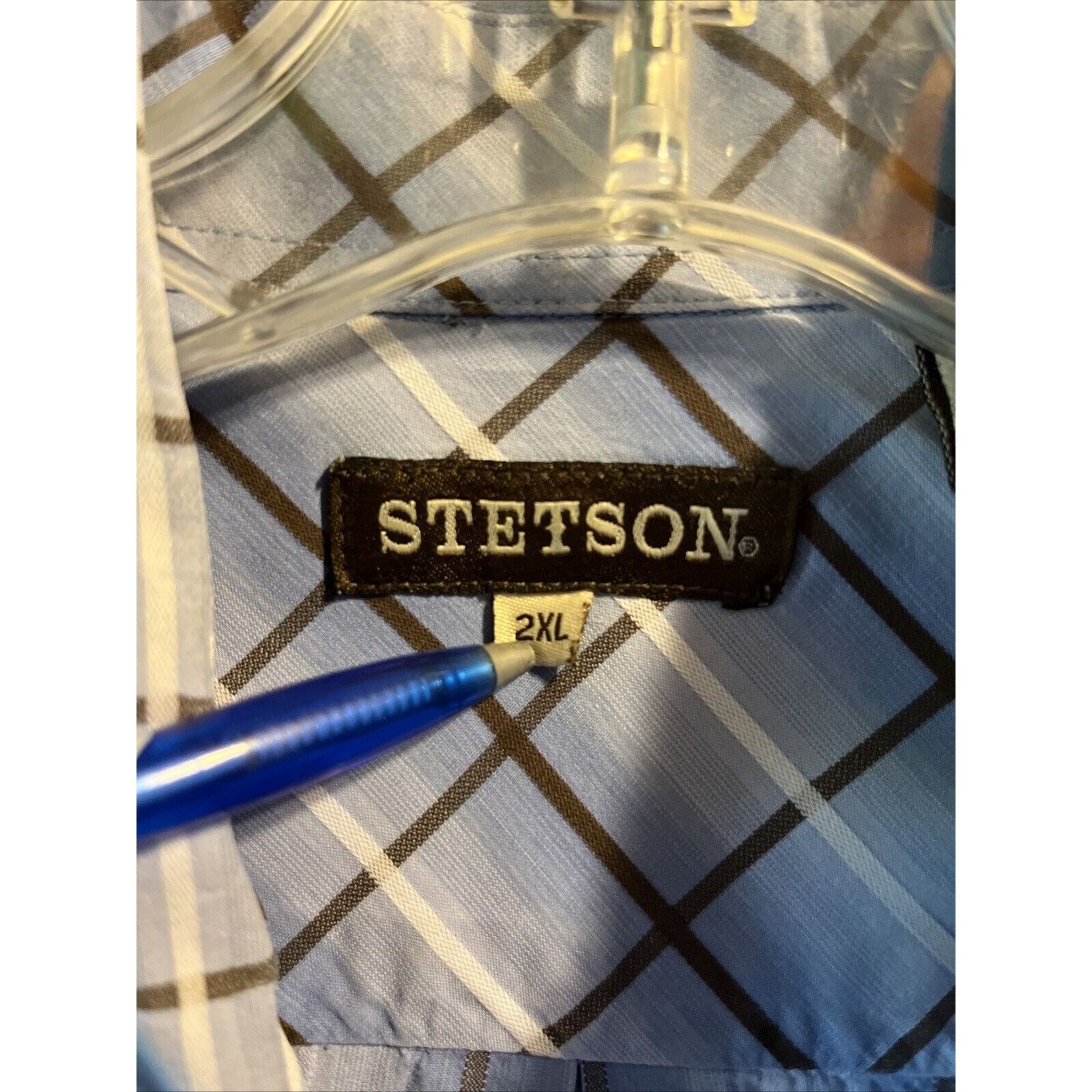 Stetson Stetson Men’s XXL Blue Plaid Long Sleeve Button Cotton Shirt Size US XXL / EU 58 / 5 - 3 Thumbnail