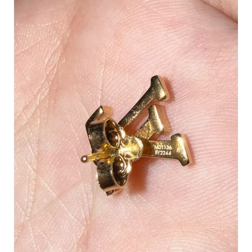 Louis Vuitton Louis Vuitton Authentic Gold & Pink LV Monogram Stud Earring Size ONE SIZE - 7 Thumbnail