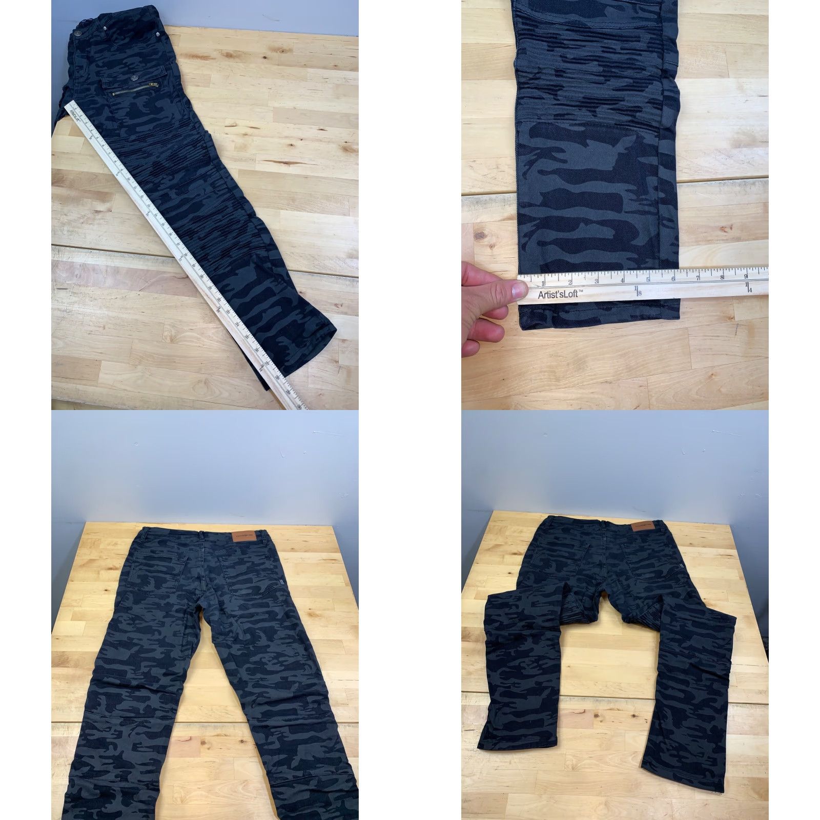 Phat Farm VINTAGE Phat Farm Pants Skinny Mens 30x28 Black Camo Stretch Y2K 2000s Cargo 11516 Size US 30 / EU 46 - 8 Thumbnail