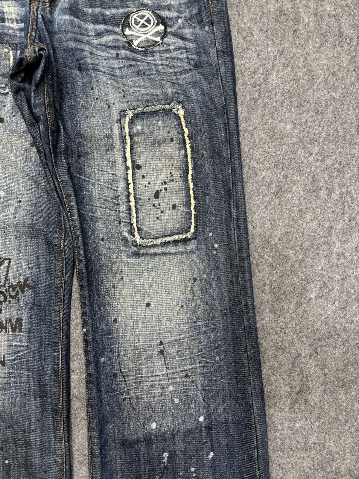Japanese Brand Sick punk ministry PatchWork Japan Paint Splatter Denim F672 Size US 31 - 6 Thumbnail