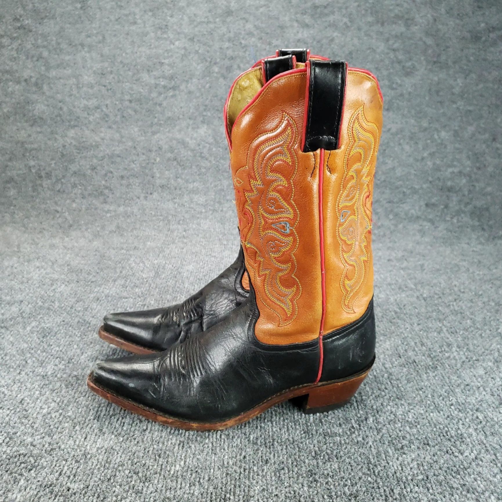 Tony Lama Tony Lama Boots Womens Western Cowboy Leather Pointed Toe Size 6.5 B Black Tan Boots Size US 6.5 / IT 36.5 - 4 Thumbnail