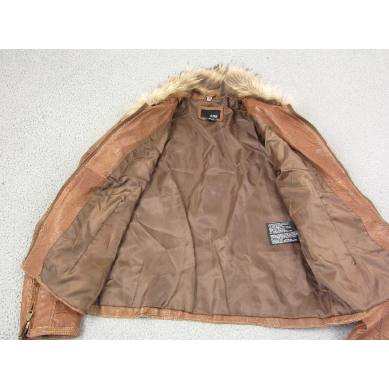 Vintage ANA Leather Jacket Womens Medium Brown Full Zip Bomber 90s Jacket Mens Womens Boys Girls Size M / US 6-8 / IT 42-44 - 6 Thumbnail