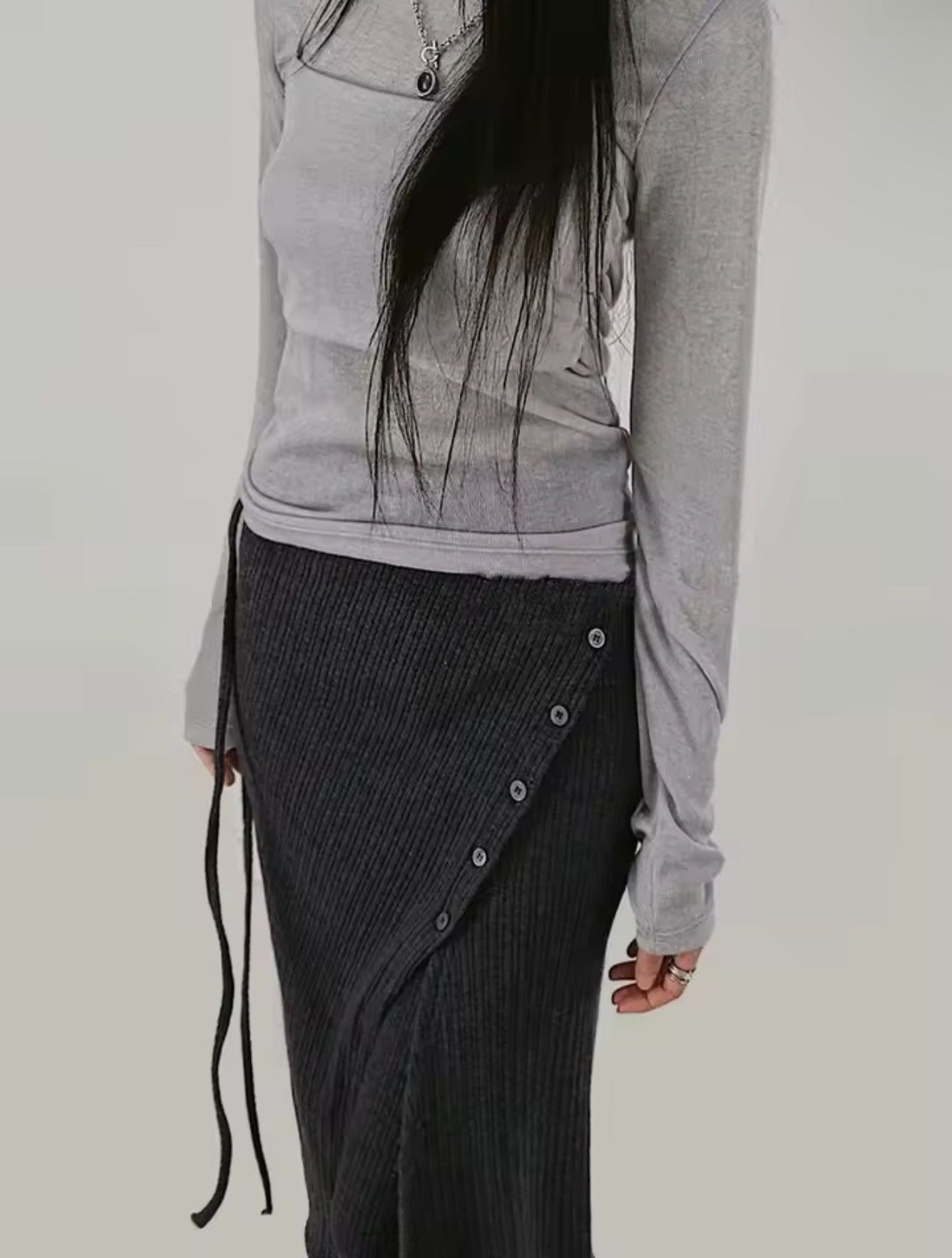 Other Design Casual Knitted Y2k Buckle Split Skirt Pants Size 25" / US 0 / IT 36 - 5 Thumbnail