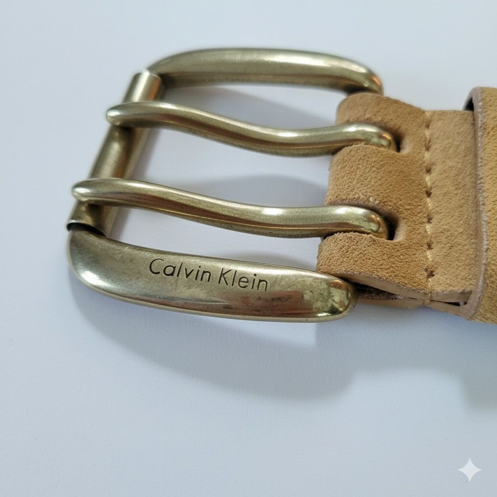 Calvin Klein Calvin Klein 35-40" Belt Brown Suede Studded Double Brass Size ONE SIZE - 9 Thumbnail