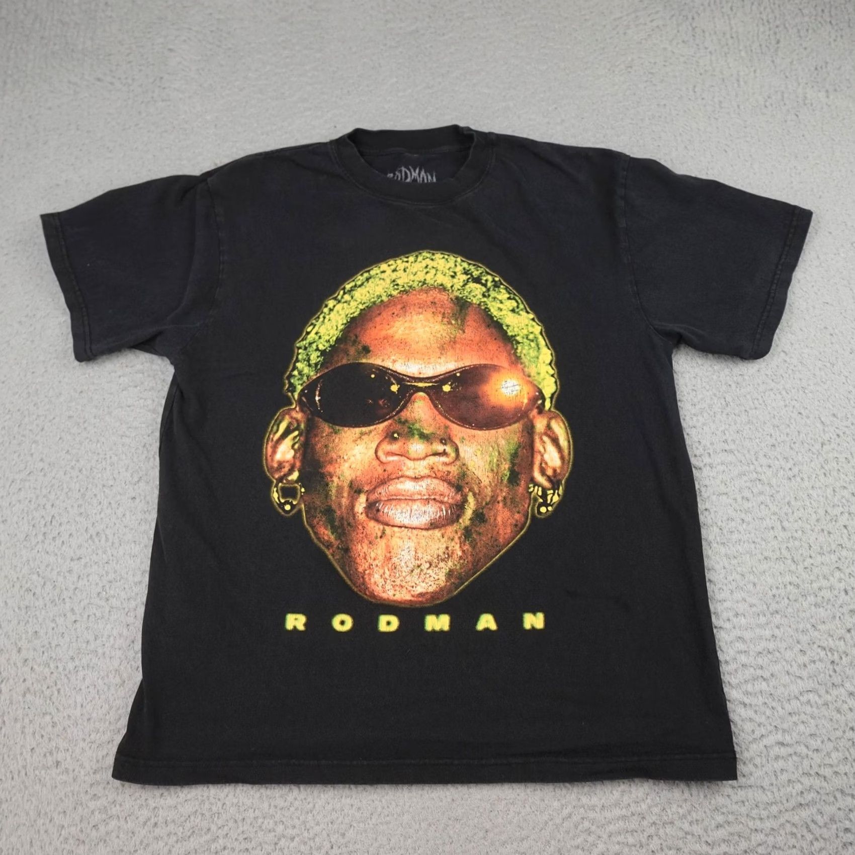 Vintage Rodman Mens Medium T-Shirt Black Graphic Dennis Rodman NBA Tee Crew Neck Short Sleeve Vintage? No, Rodman Apparel Size US M / EU 48-50 / 2 - 2 Thumbnail
