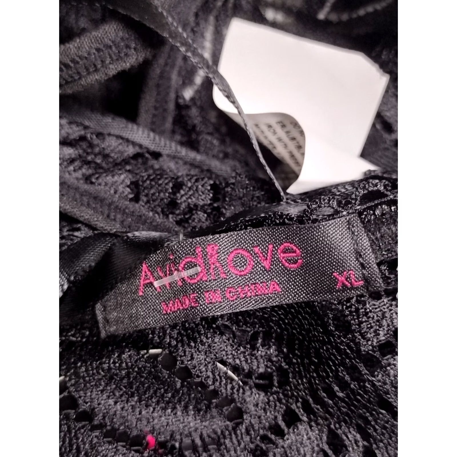 Vintage AvidLove Teddy lingerie Woman XL black lace Plunge V-Neck Cross Back One Piece Women Size XL Teddy lingerie Size ONE SIZE - 6 Thumbnail