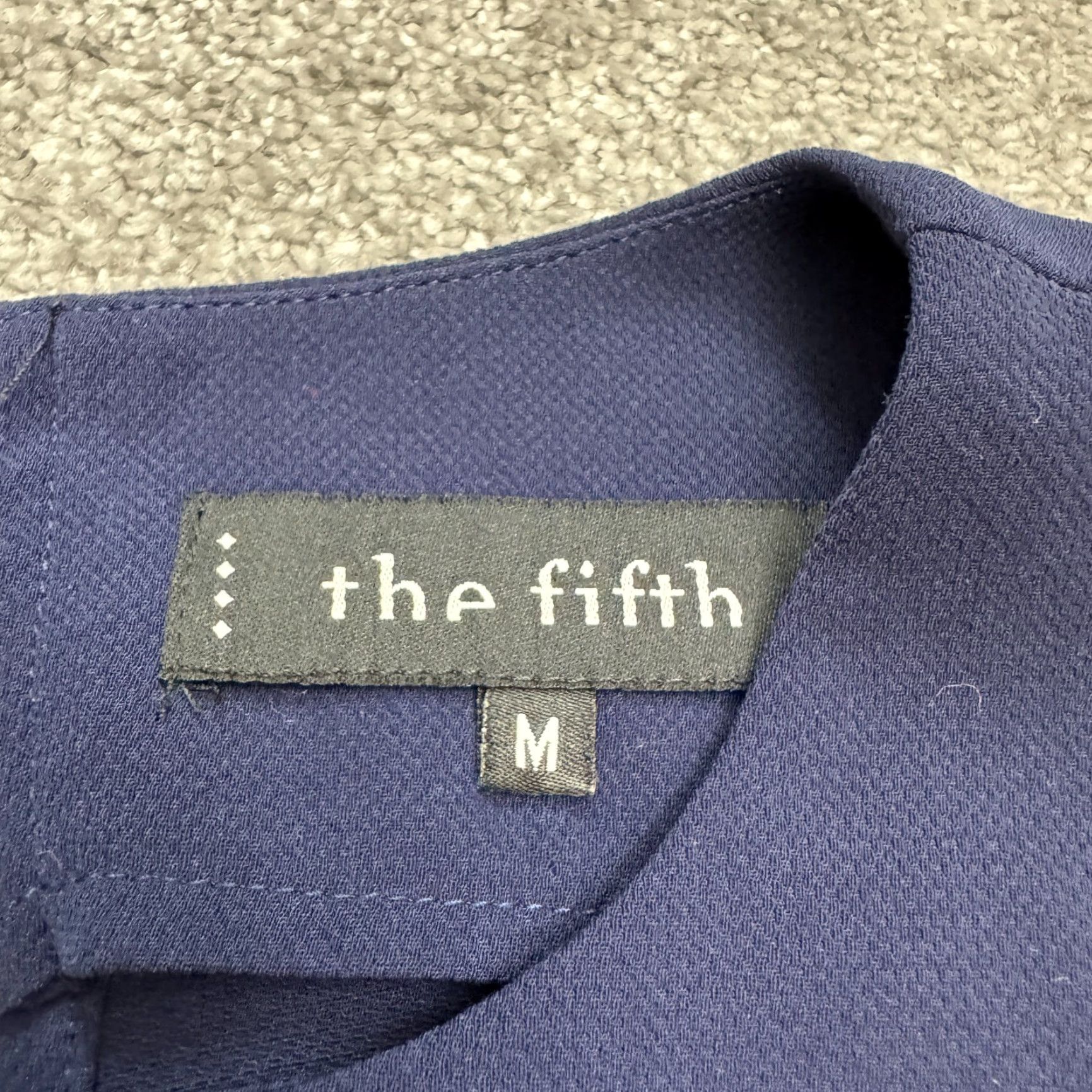 Vintage The Fifth Label Dress Womens Mini Shift Ruffle Hem Navy Blue Polyester Short Sleeve Round Neck Casual Workwear Summer 2024 Womens Size M / US 6-8 / IT 42-44 - 6 Thumbnail