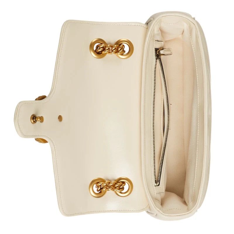 Gucci GUCCI GG Marmont Medium White Chevron Shoulder Bag Size ONE SIZE - 5 Thumbnail