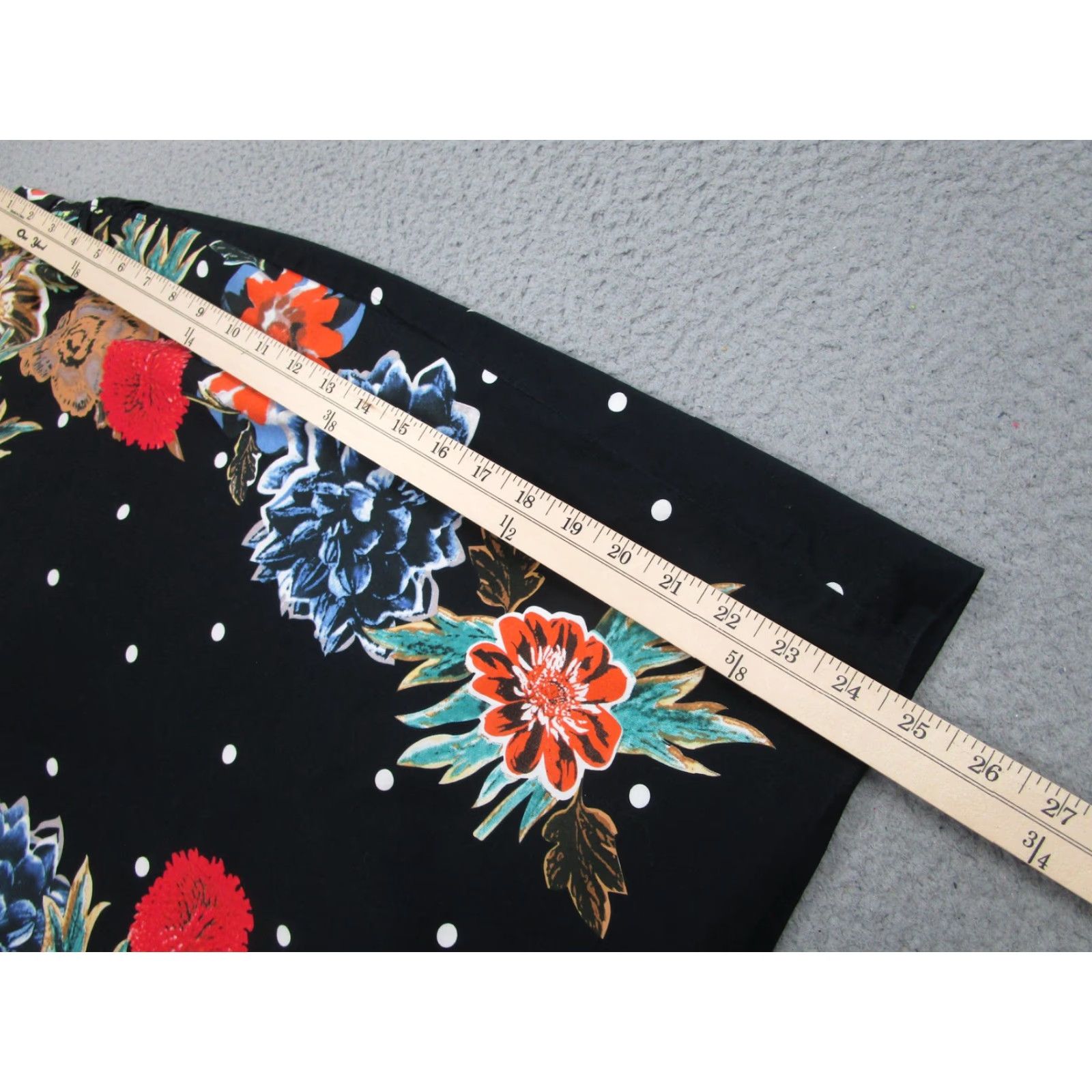 Vintage Baraschi Skirt Womens 6 Black Floral Polka Dot Pencil Knee Length Lined Stretch Size 28" / US 6 / IT 42 - 5 Thumbnail