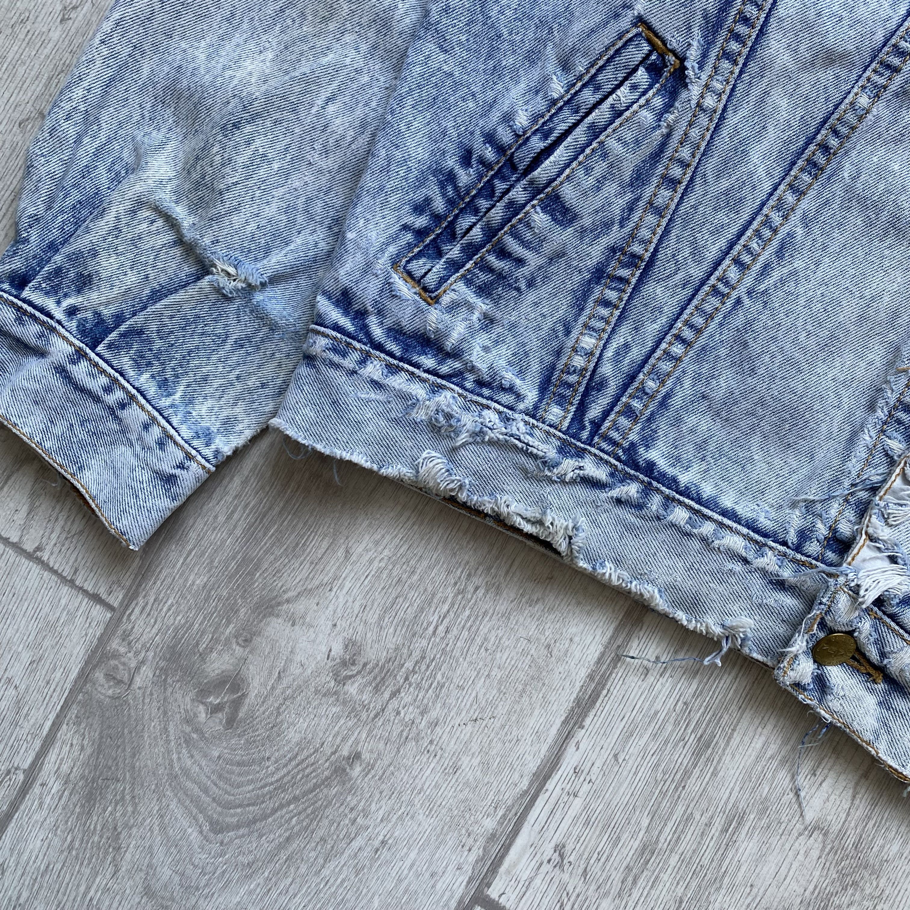 Japanese Brand CRAZY Vintage 80s Trashed Japanese Denim jacket Pepe Size US M / EU 48-50 / 2 - 4 Thumbnail