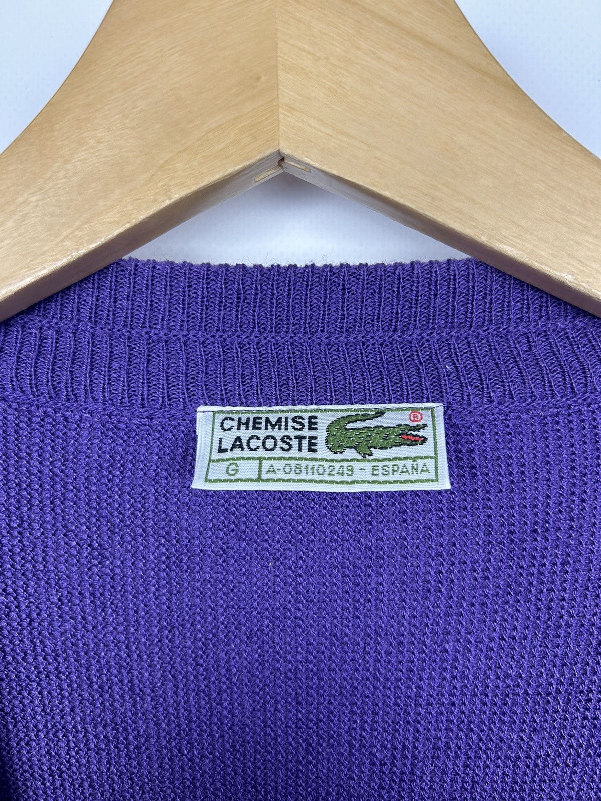 Lacoste × Vintage Rare Vintage Chemise Lacoste Knit Cardigan Purple V-Neck Size US XL / EU 56 / 4 - 4 Thumbnail