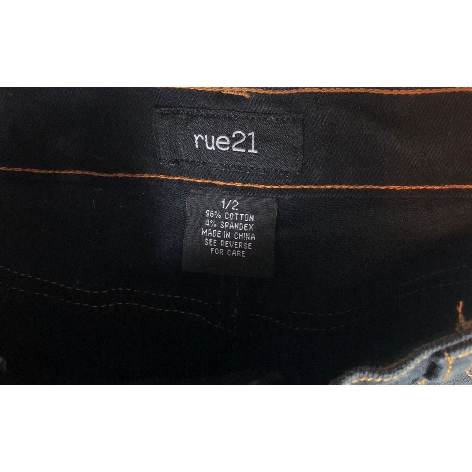 Vintage Rue 21 Jeans 1/2 Black 30”W Mid Rise Button Fly Flare Cuff 2 Tone Nwt 90s Y2K Size 25" / US 0 / IT 36 - 5 Thumbnail