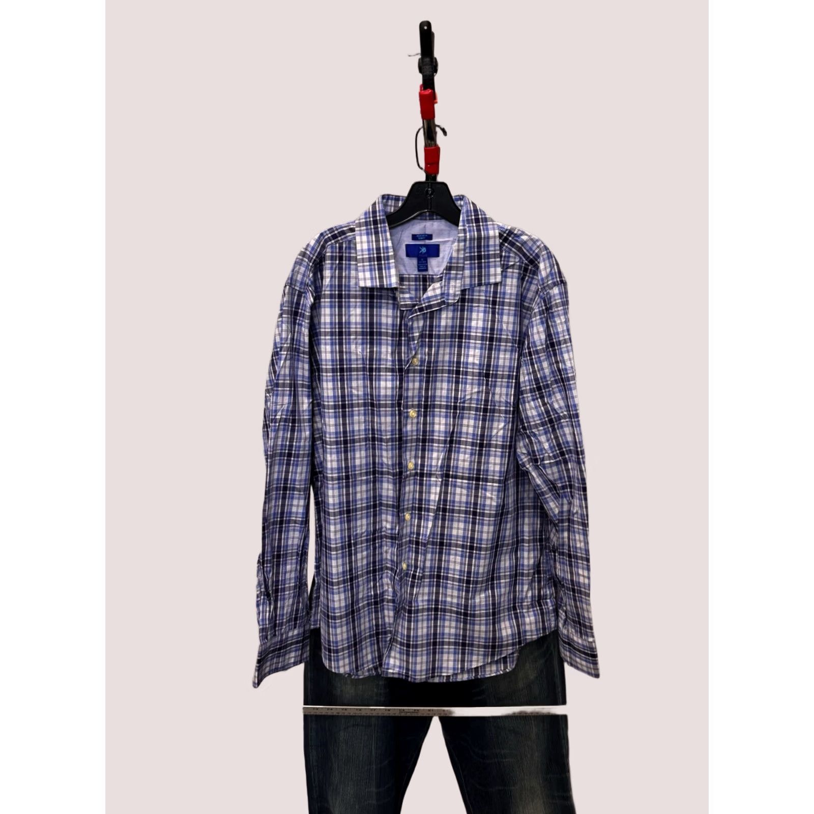 Egara Egara Blue Plaid SHIRT XL Mens Long Sleeve XS XL? Size US XL / EU 56 / 4 - 1 Thumbnail