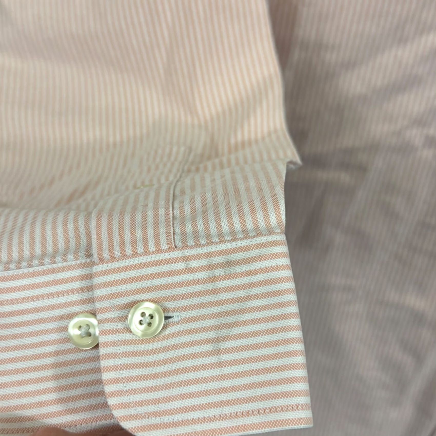 Brooks Brothers Brooks Brothers Shirt Men's XL Salmon Striped Supima Oxford Button Long Sleeve Size US XL / EU 56 / 4 - 6 Thumbnail