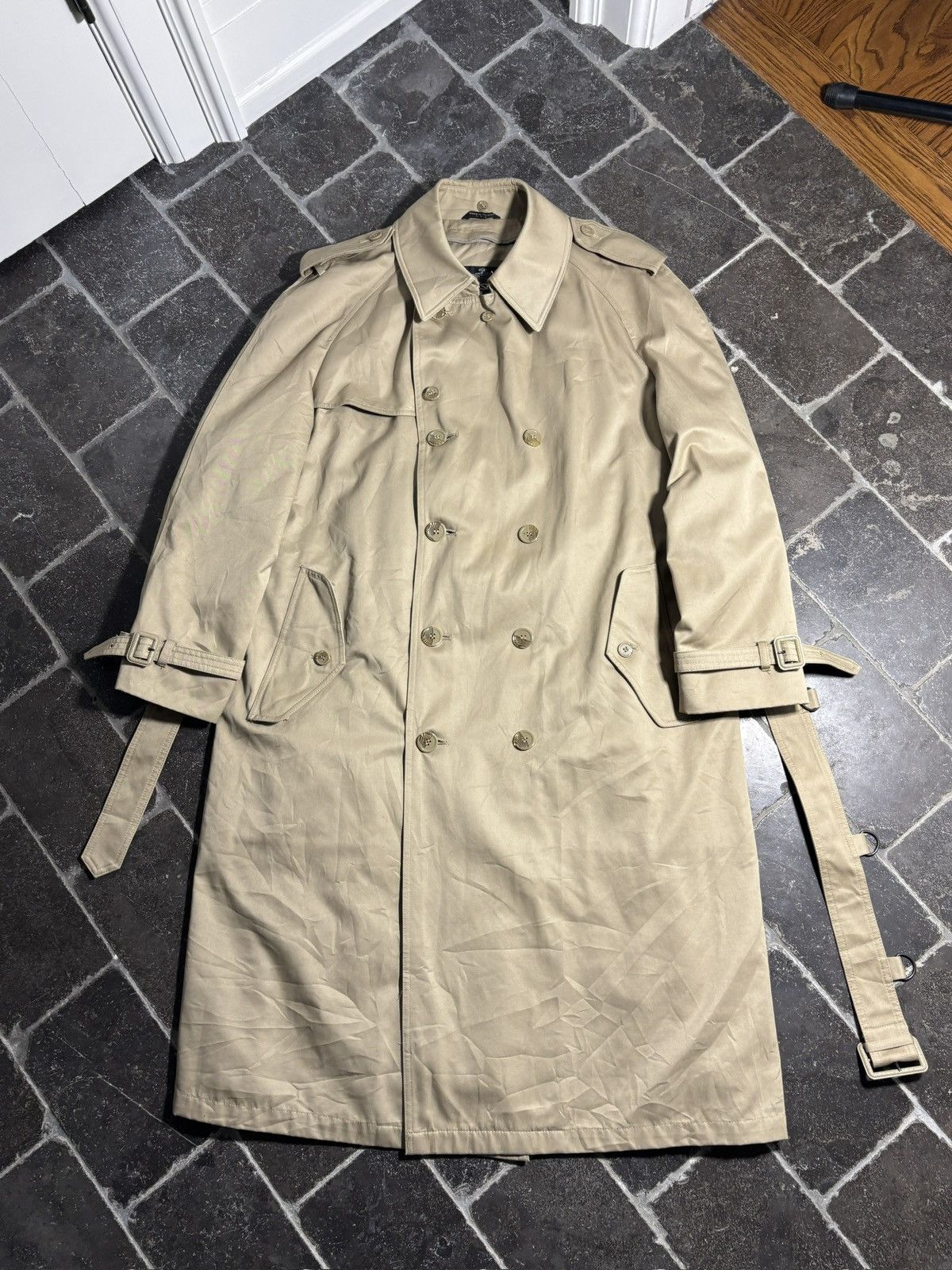Oleg Cassini Vintage Trench Coat Long Duster Belted Utility Designer 80s Size US M / EU 48-50 / 2 - 8 Thumbnail