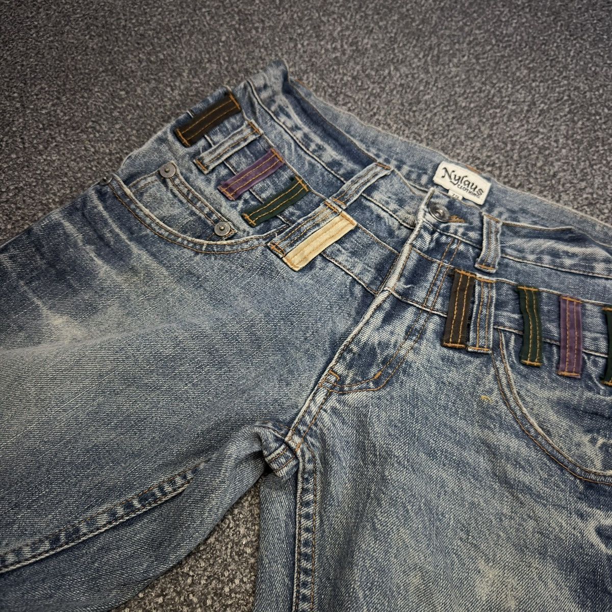 Le Grande Bleu (L.G.B.) Archives ‼️ Japanese Double Waist Nylaus Python Whisker Denim Size US 31 - 13 Thumbnail