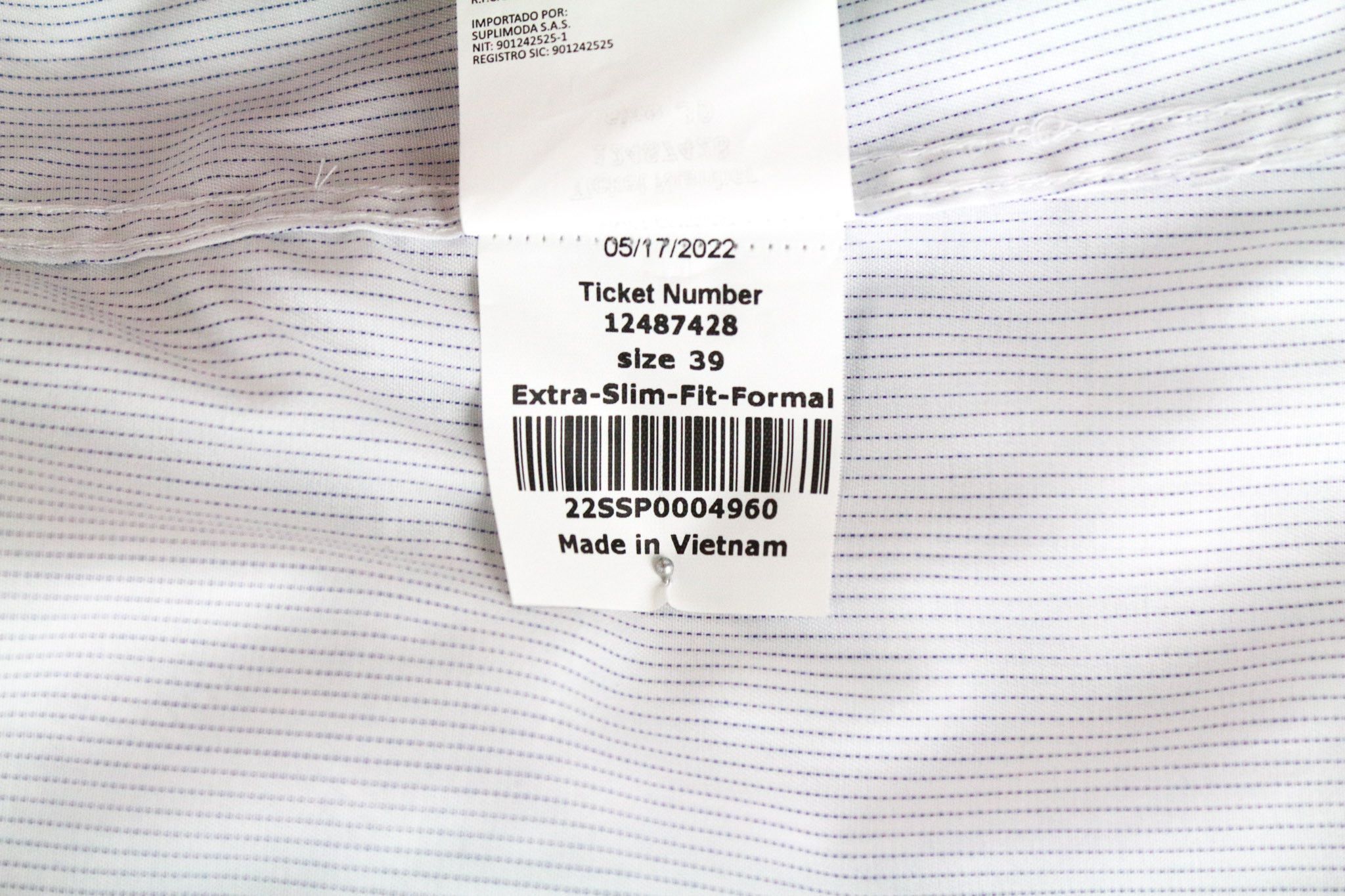 Suitsupply TRAVELLER 39 Extra Slim White Cotton Striped Shirt 73157 Size US M / EU 48-50 / 2 - 7 Thumbnail