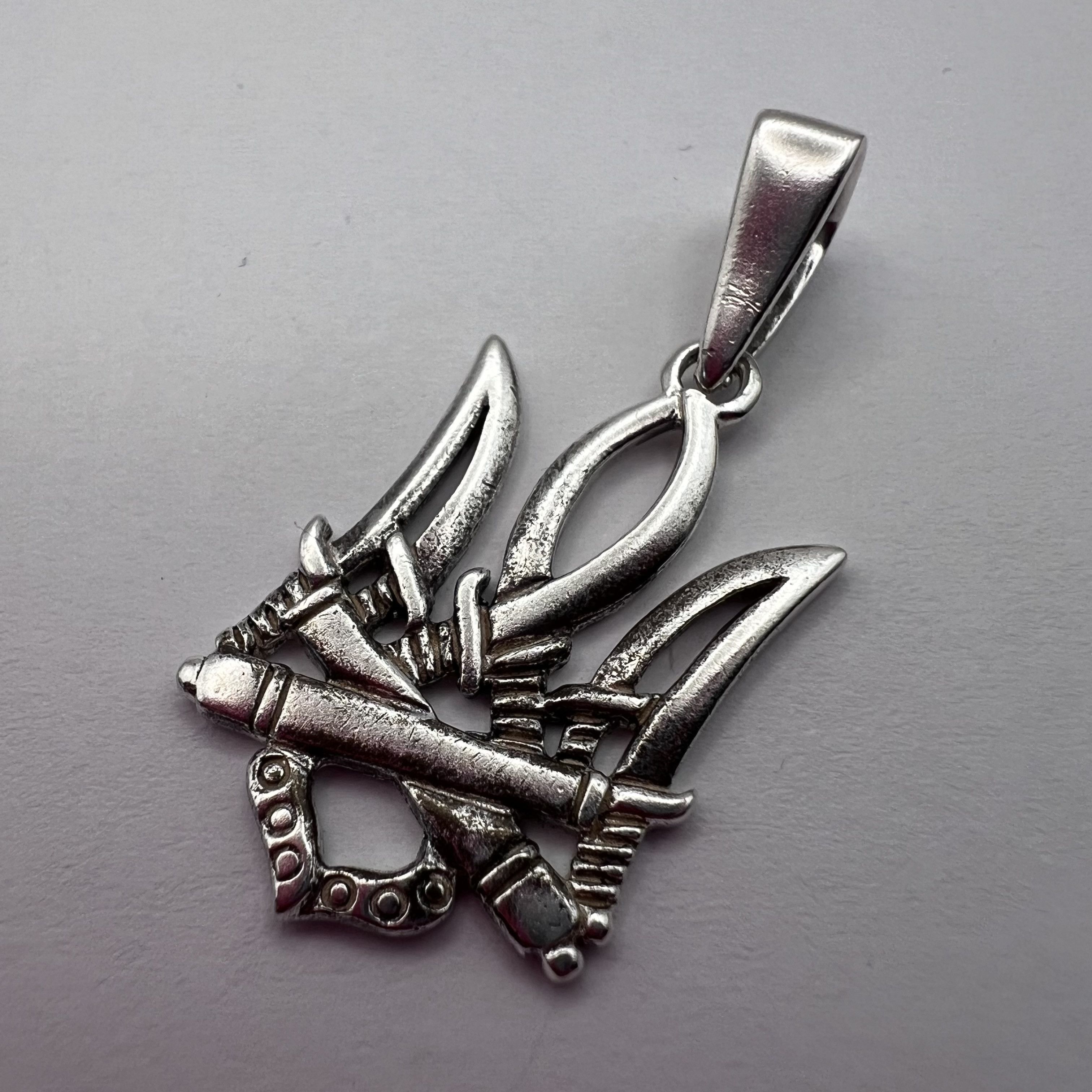 Sterling Silver Vintage 925 Sterling Silver Pendant Trident Symbol 3.4g Size ONE SIZE - 7 Thumbnail