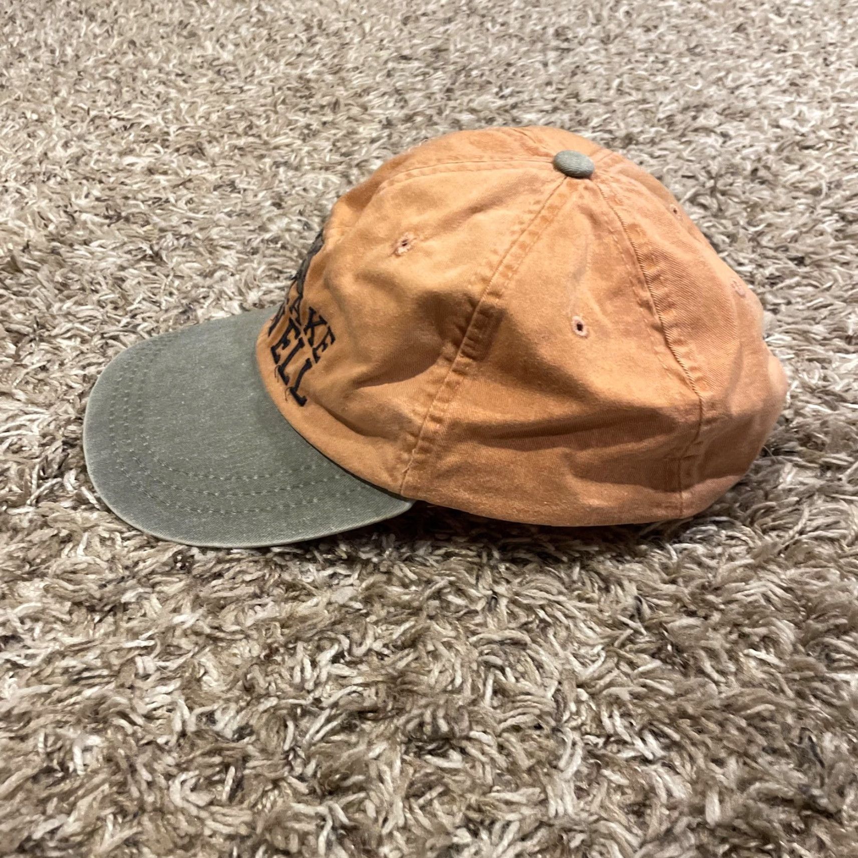Vintage VINTAGE Lake Powell Hat Strap Back Orange Tan Embroidered Lizard Outdoors Mens Cap OSFM Adjustable Cotton Canvas Size ONE SIZE - 5 Thumbnail